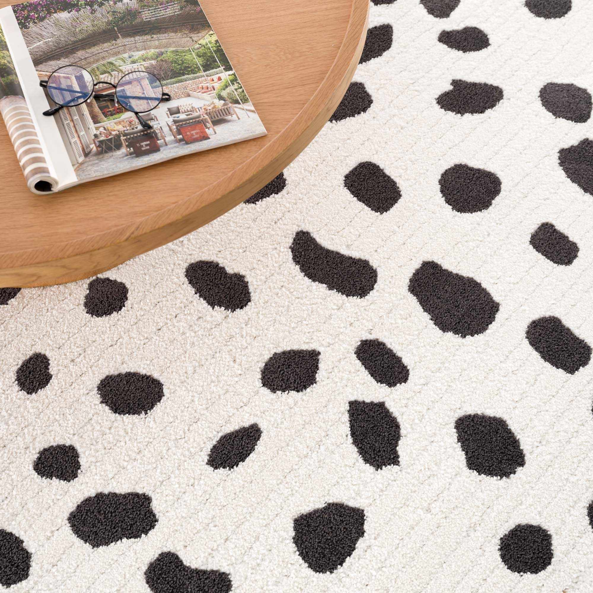 Chaia Dotted Modern Ivory and Charcoal Stripes Texture area rug - Image 13