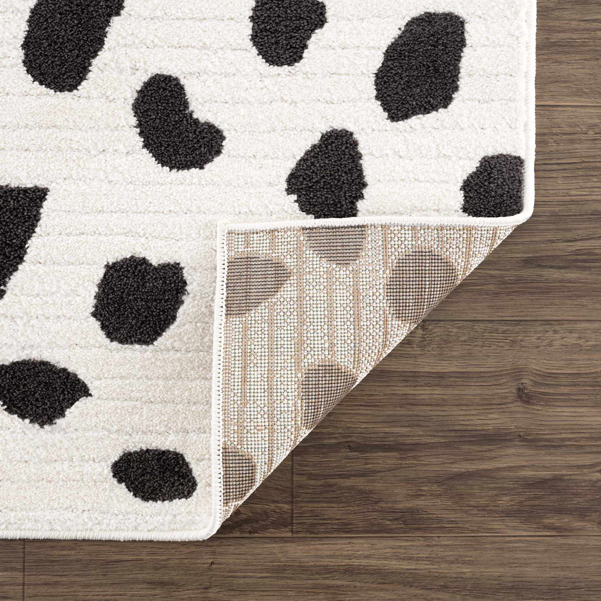 Chaia Dotted Modern Ivory and Charcoal Stripes Texture area rug - Image 7
