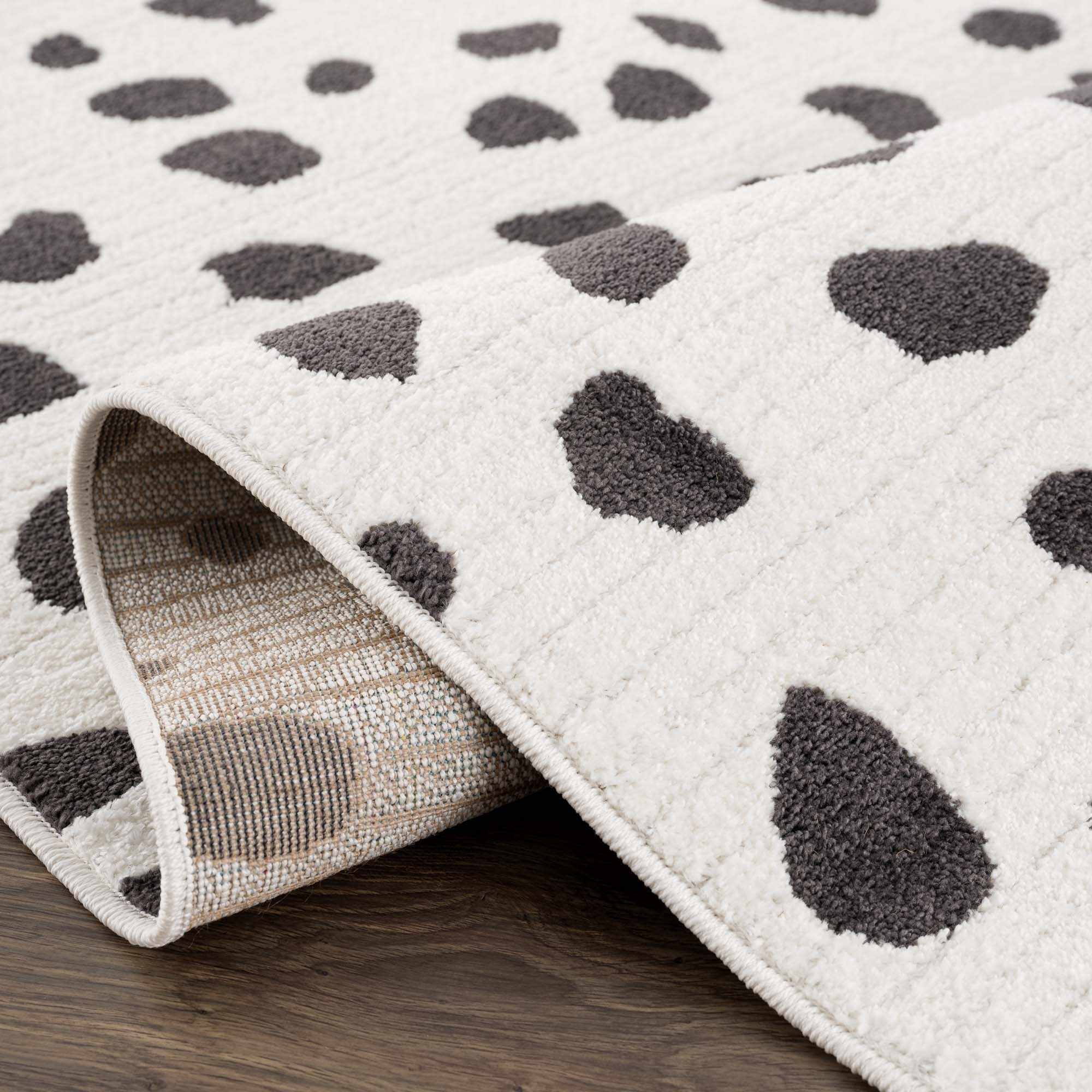 Chaia Dotted Modern Ivory and Charcoal Stripes Texture area rug - Image 8