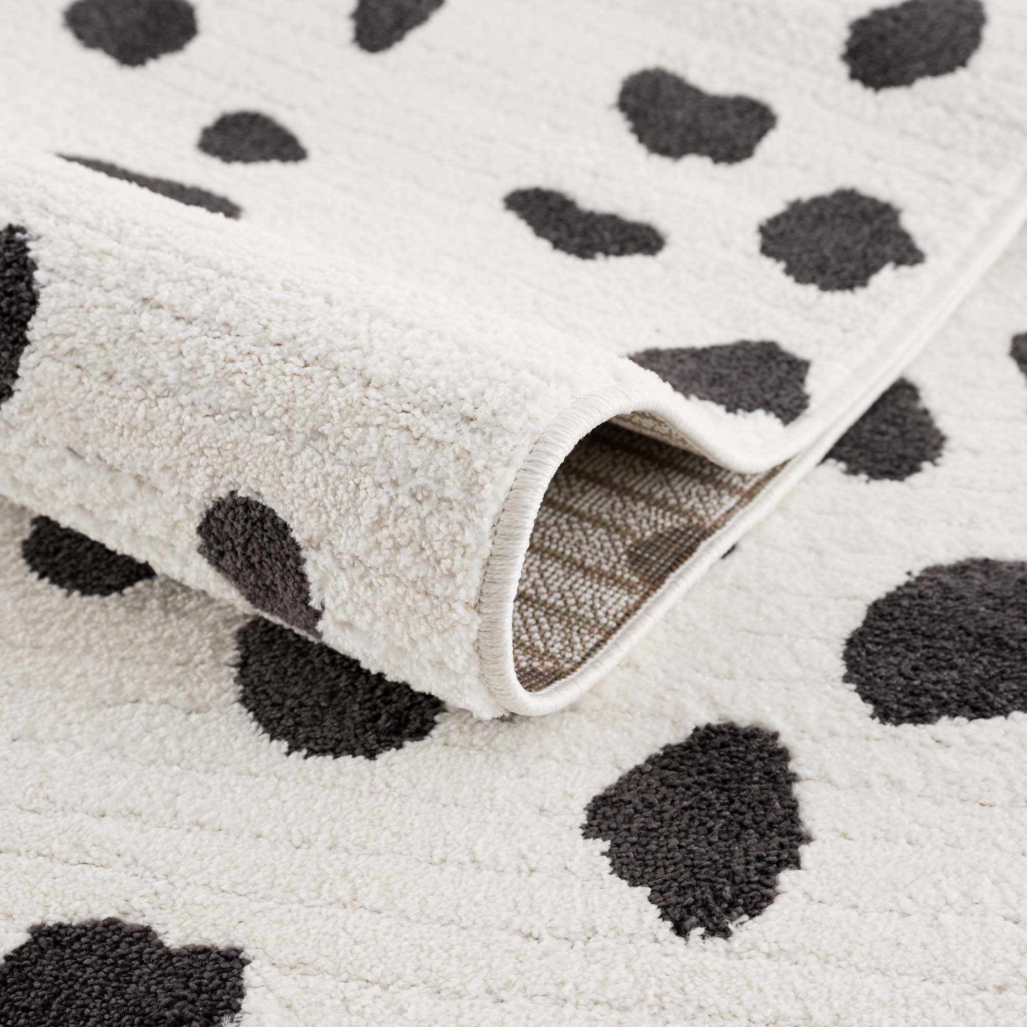 Chaia Dotted Modern Ivory and Charcoal Stripes Texture area rug - Image 9