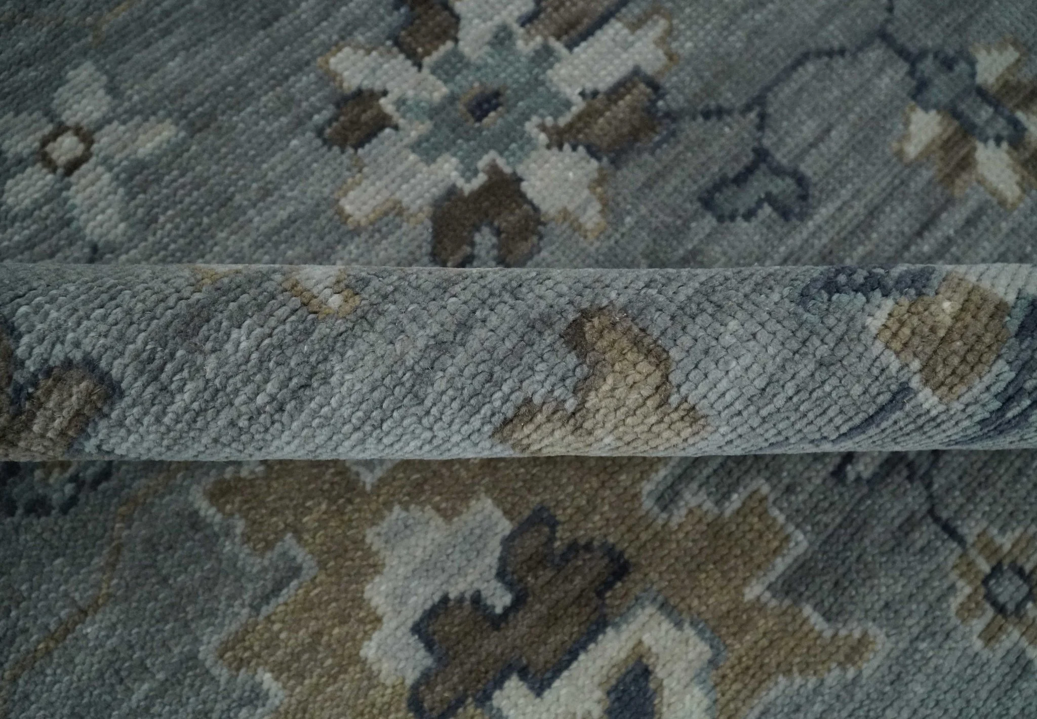 Custom Made Traditional Gray and Brown Multi Size Antique Style Hand knotted Wool Area Rug - Image 7