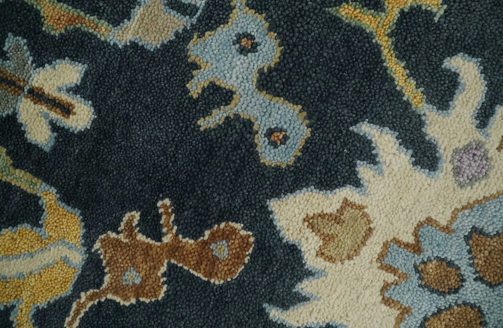 9x12 Hand Knotted Charcoal and Ivory Oushak Traditional Persian Vintage Wool Rug | TRDCP789912 - Image 4