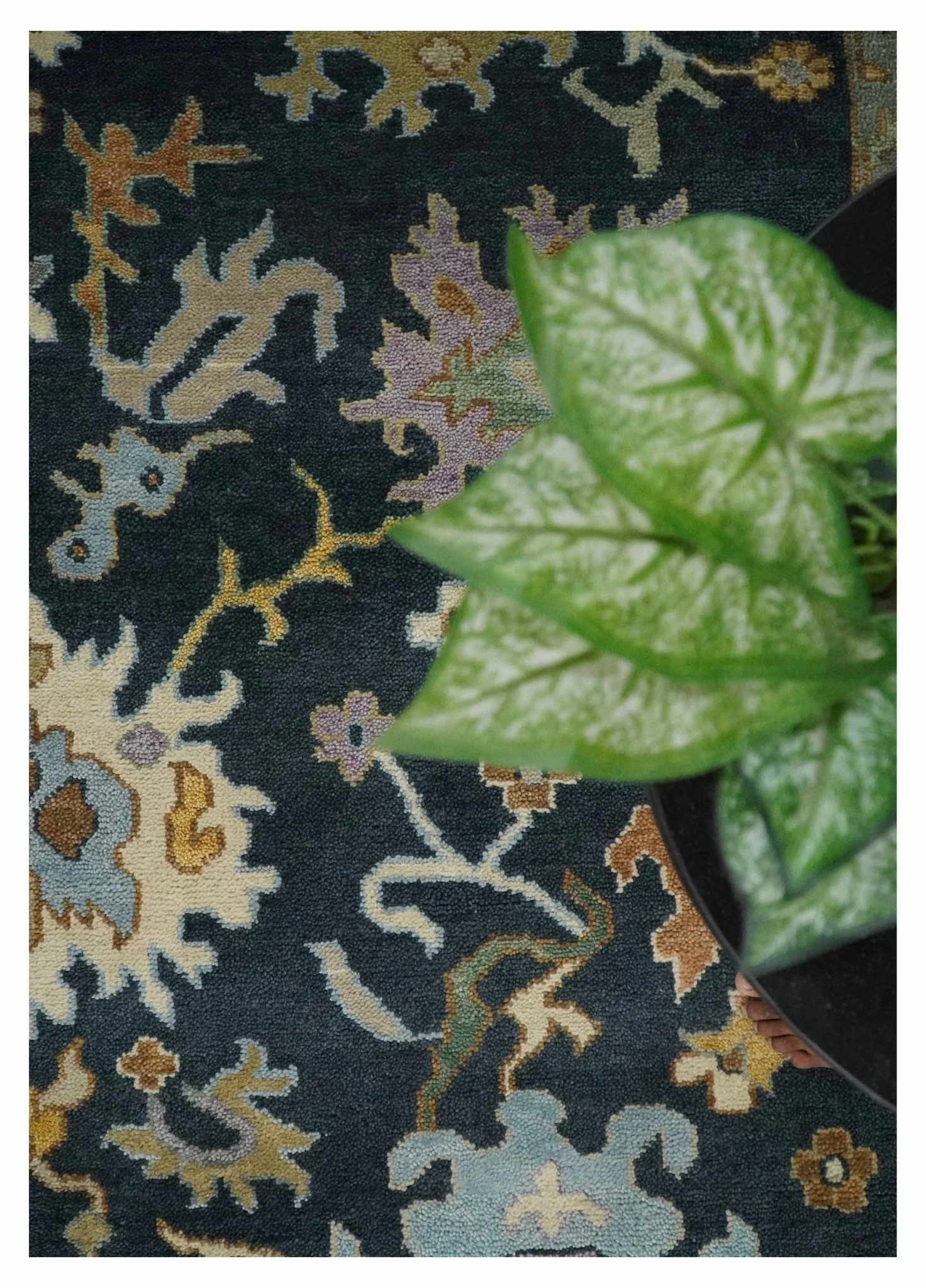 9x12 Hand Knotted Charcoal and Ivory Oushak Traditional Persian Vintage Wool Rug | TRDCP789912 - Image 6