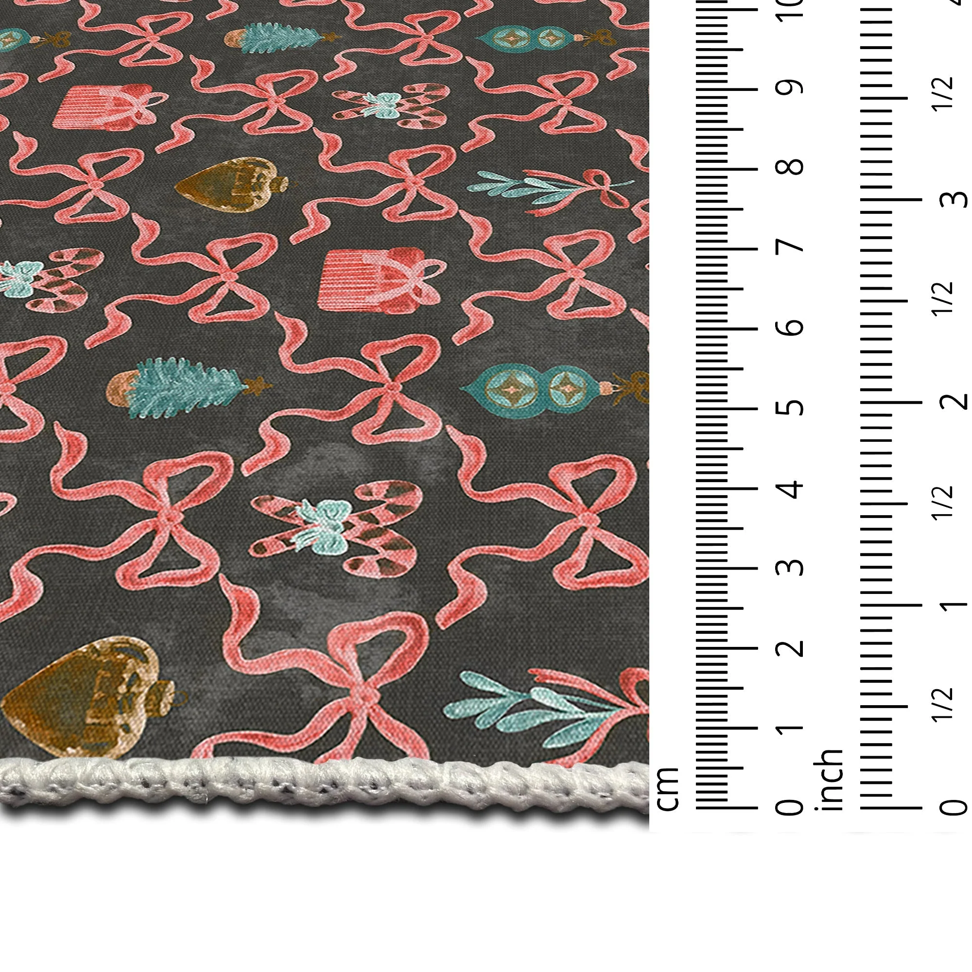 Charcoal And Pink Christmas Cotton Machine Washable Area Rug - Image 7