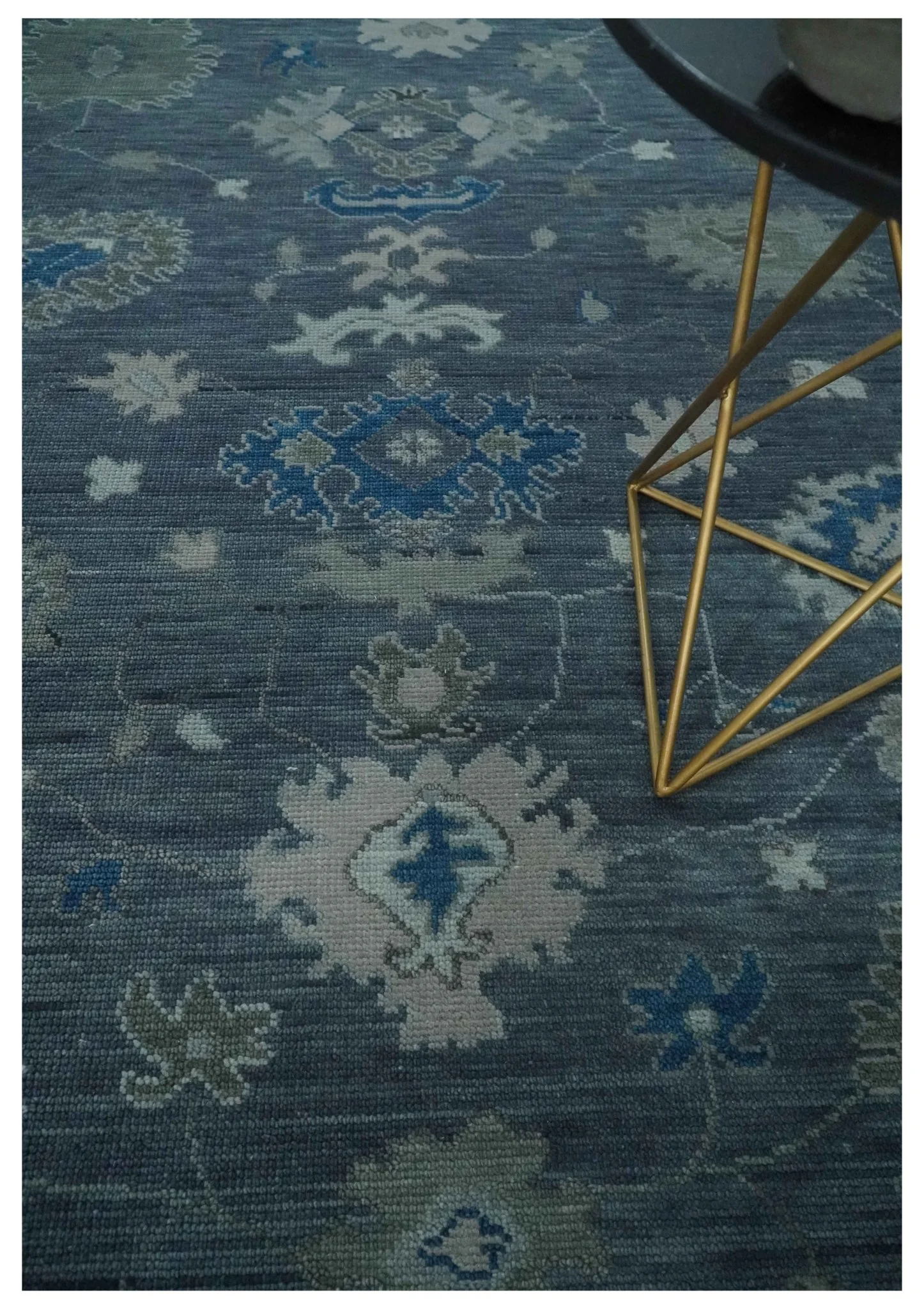 Charcoal and Silver Hand knotted Traditional Oushak Custom Made wool Area Rug - Image 2