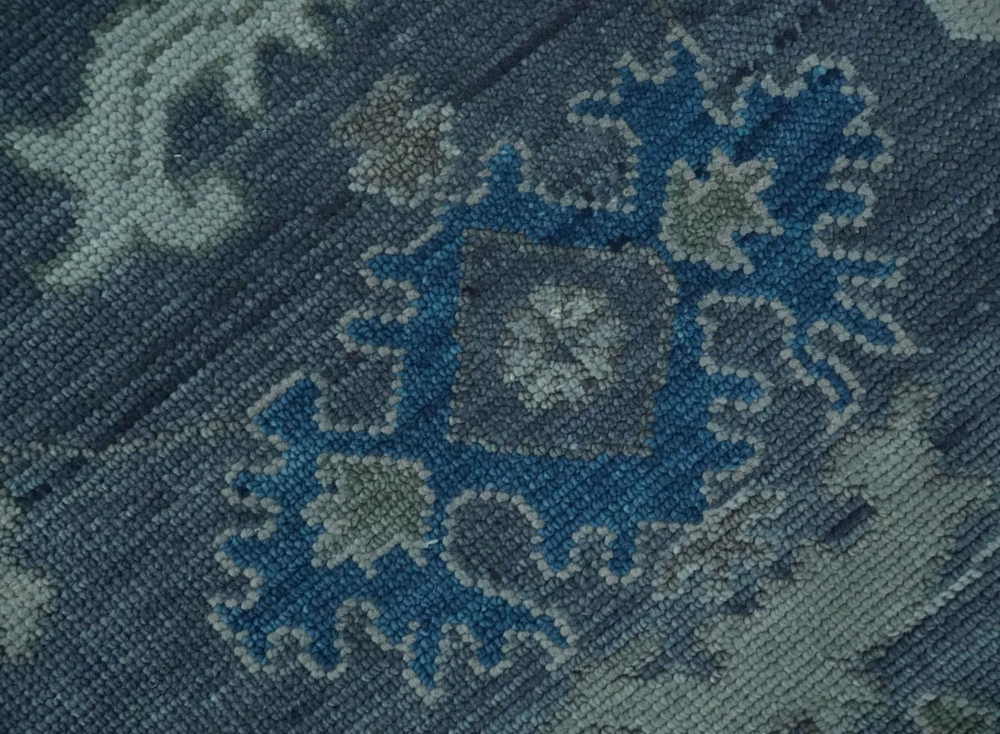 Charcoal and Silver Hand knotted Traditional Oushak Custom Made wool Area Rug - Image 4
