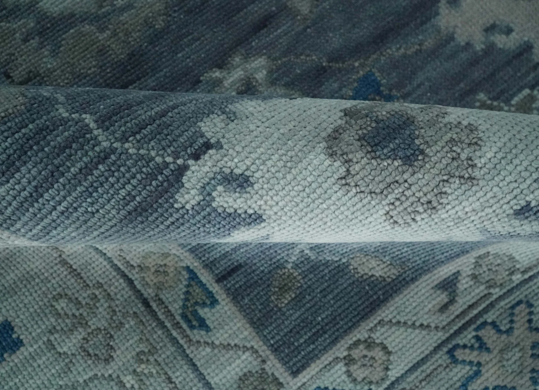 Charcoal and Silver Hand knotted Traditional Oushak Custom Made wool Area Rug - Image 6
