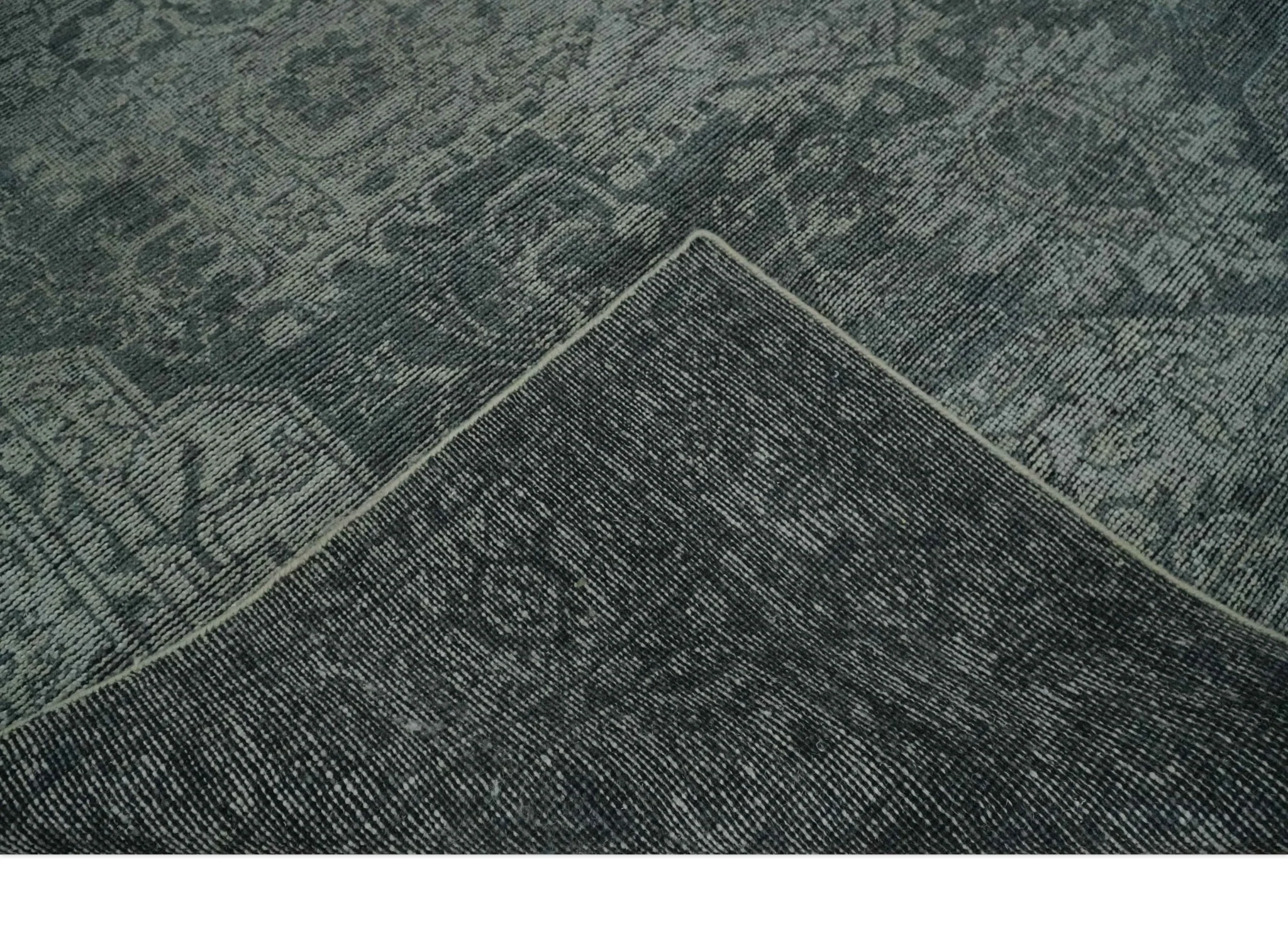 Antique Design Charcoal and Silver Traditional Medallion Custom Made wool Area Rug - Image 7