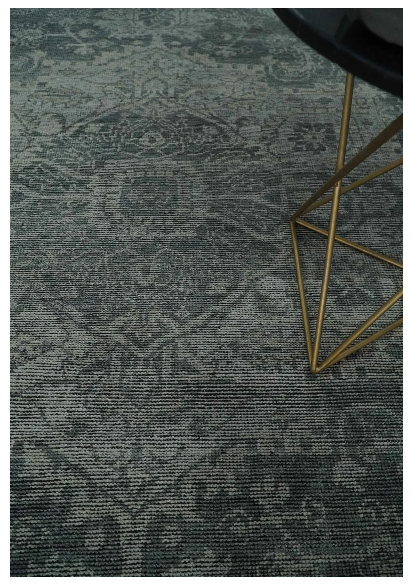 Antique Style Charcoal and Silver Traditional Heriz Medallion 8x10 wool Area Rug - Image 2