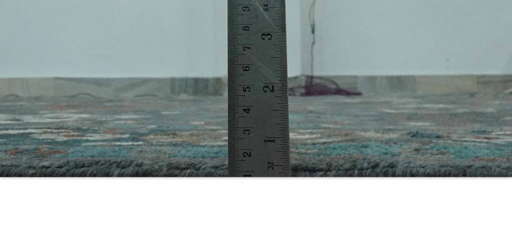 Custom Made Charcoal and Teal Hand knotted Traditional Oushak wool area rug - Image 9