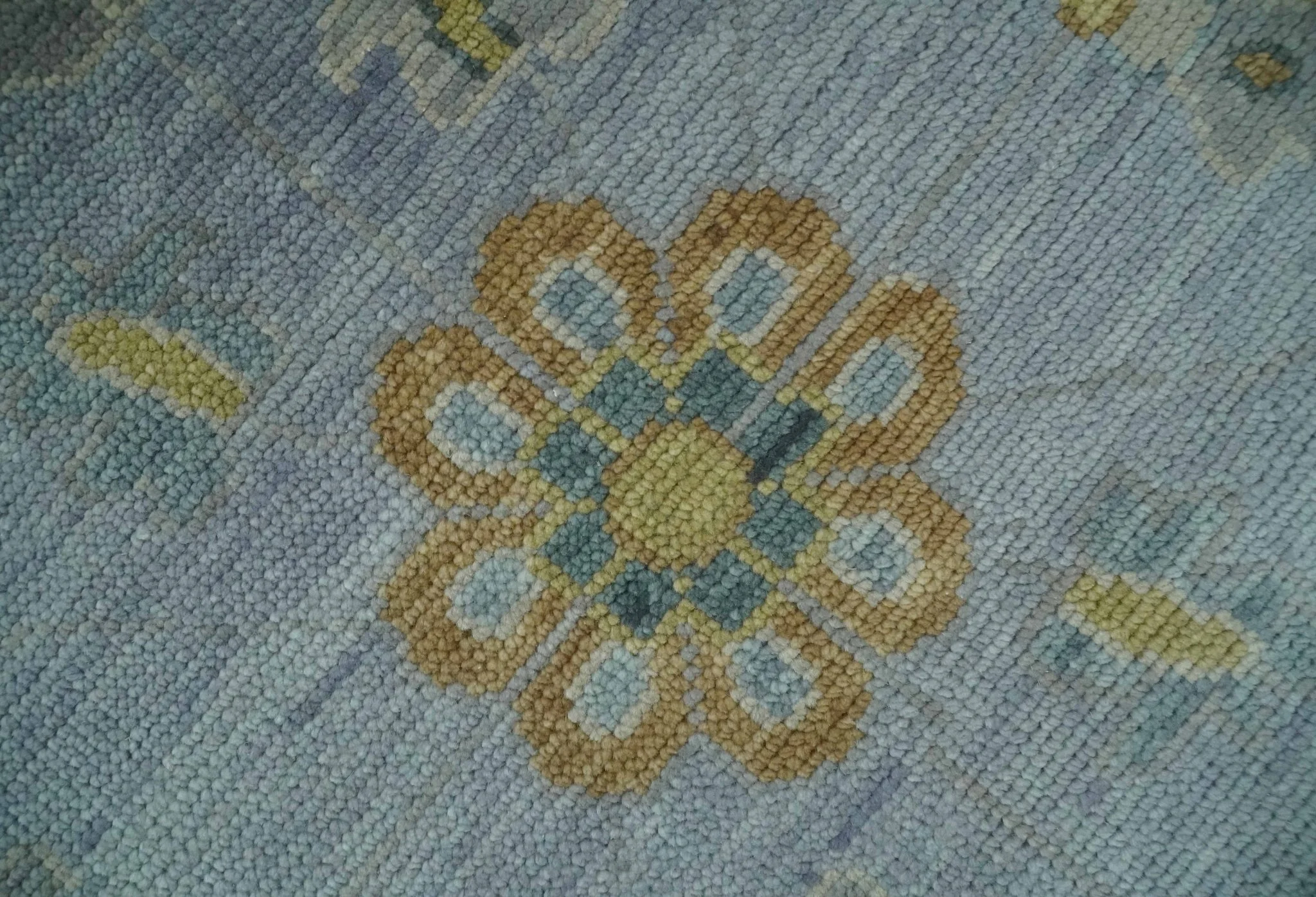 Multi Size Charcoal, Aqua and Silver Hand Knotted Oushak Wool Area Rug - Image 4
