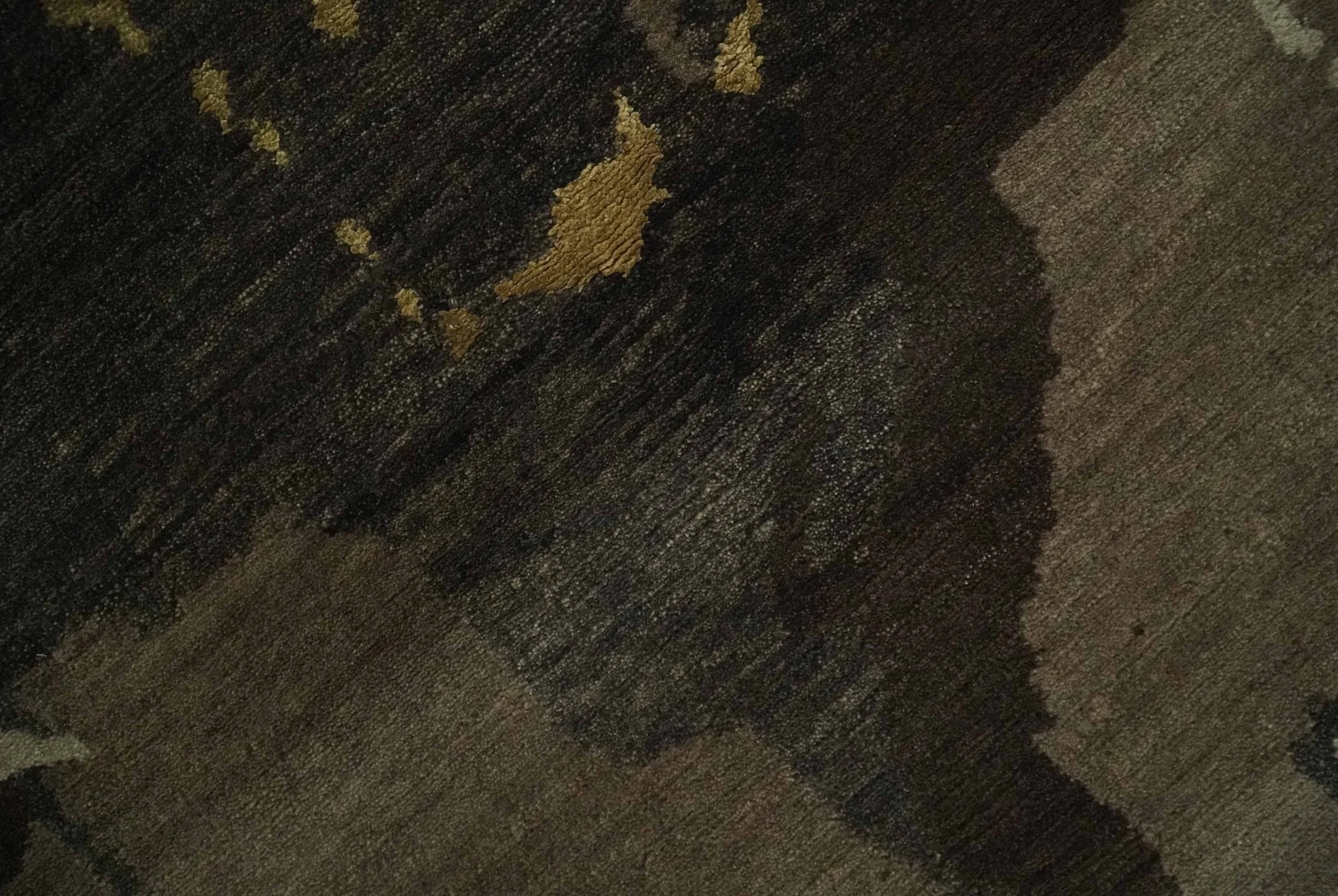 Charcoal, Brown, Beige and Olive Modern Abstract Hand loom 5x6.6 Wool And Art Silk Area Rug - Image 5