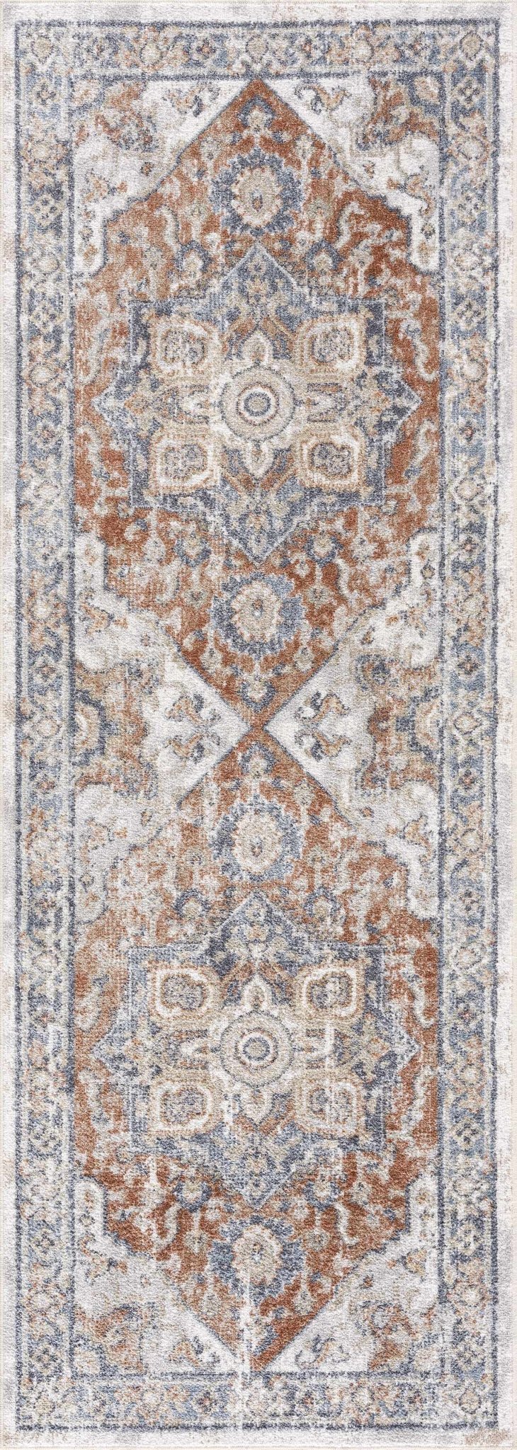 Antique Style Charcoal, Brown and Silver Traditional Heriz Design Washable Rug - Image 4