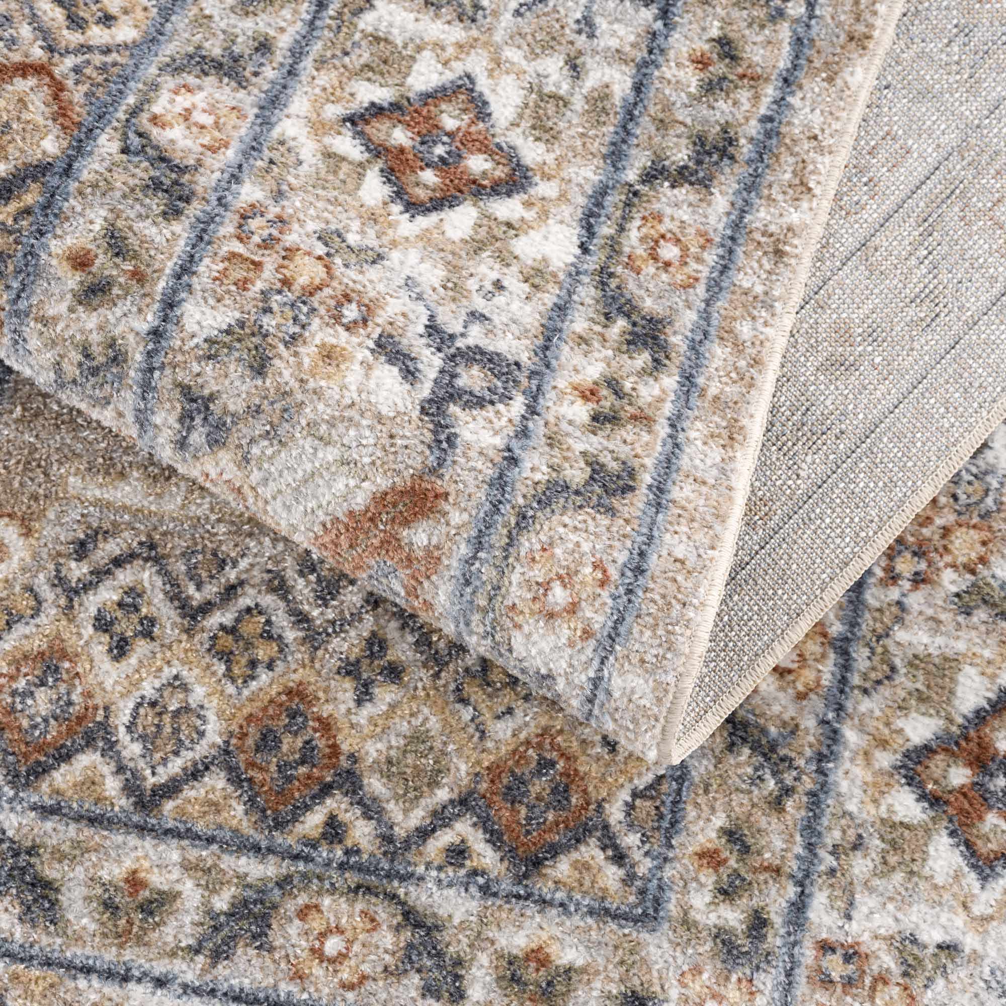 Charcoal, Camel, Silver and Brown Traditional Heriz Area Rug - Image 10