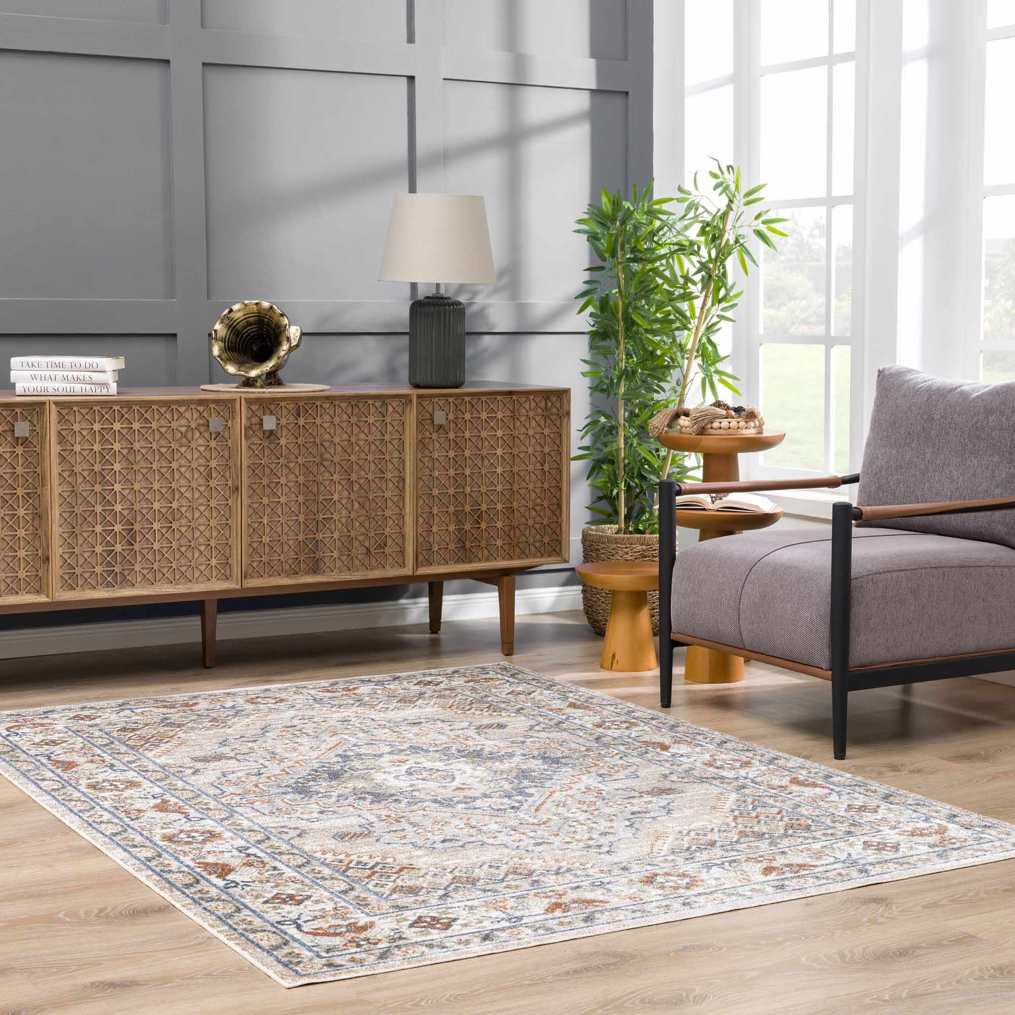 Charcoal, Camel, Silver and Brown Traditional Heriz Area Rug - Image 18