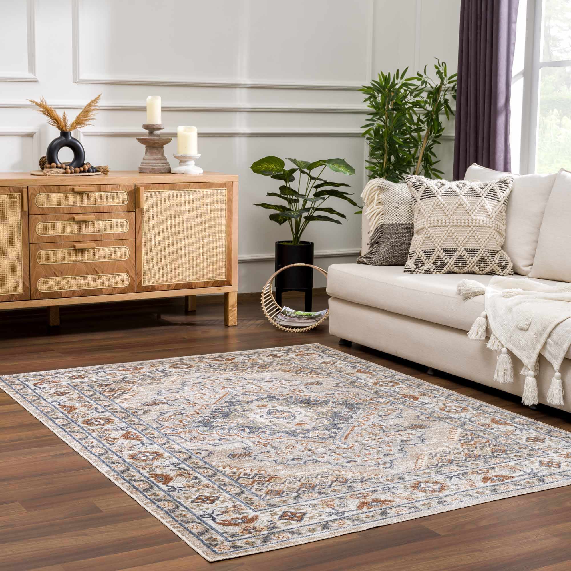 Charcoal, Camel, Silver and Brown Traditional Heriz Area Rug - Image 4