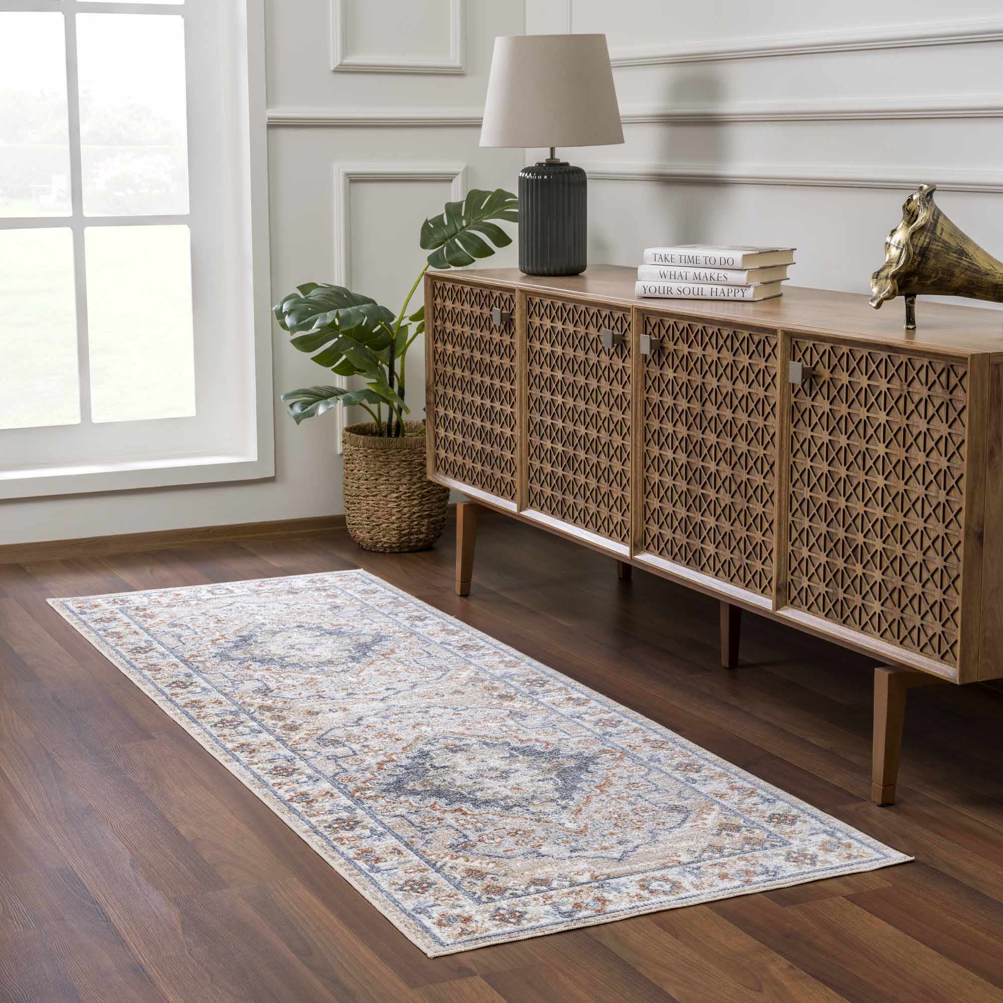 Charcoal, Camel, Silver and Brown Traditional Heriz Area Rug - Image 5