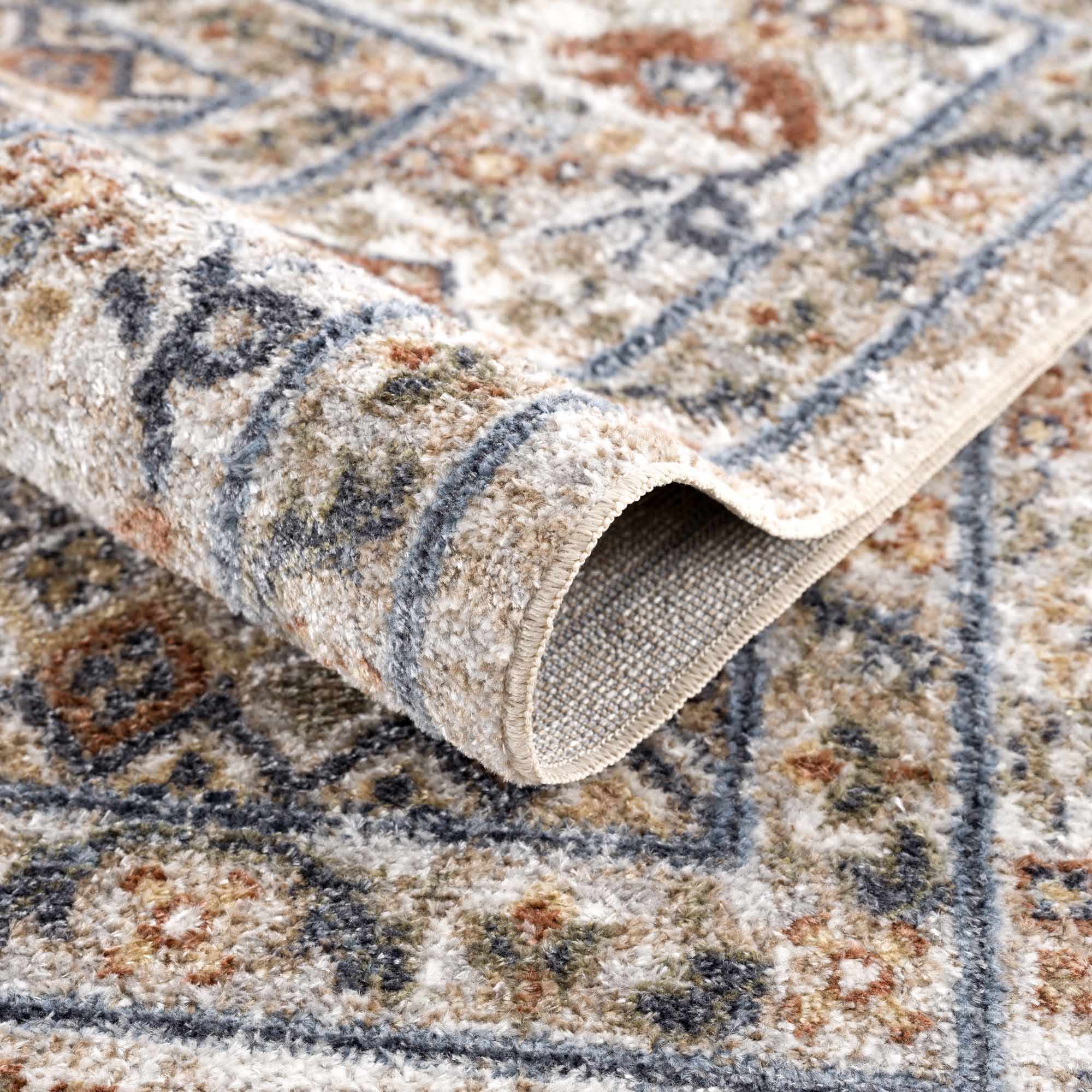 Charcoal, Camel, Silver and Brown Traditional Heriz Area Rug - Image 6
