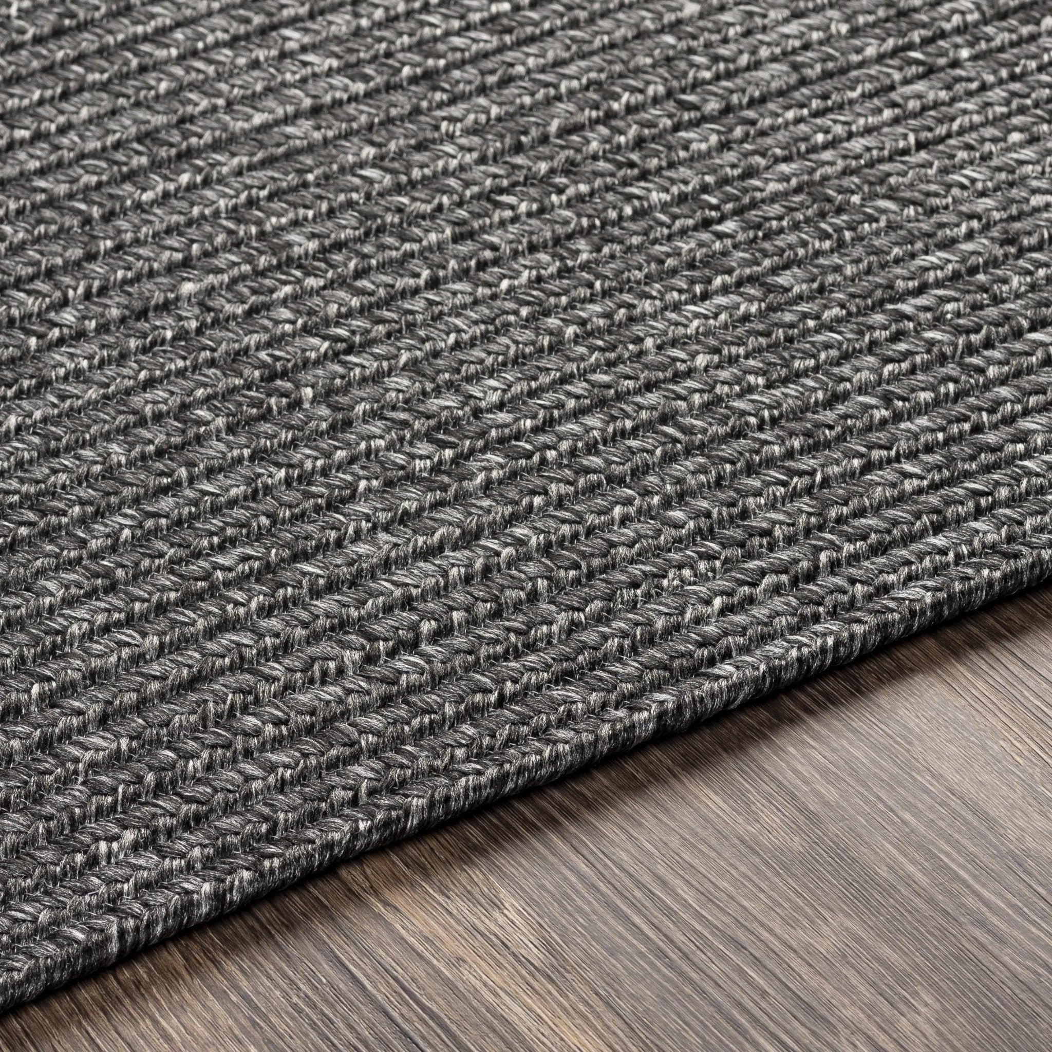 Charcoal Chevron Design Jute Braided Outdoor safe area Rug - Image 5