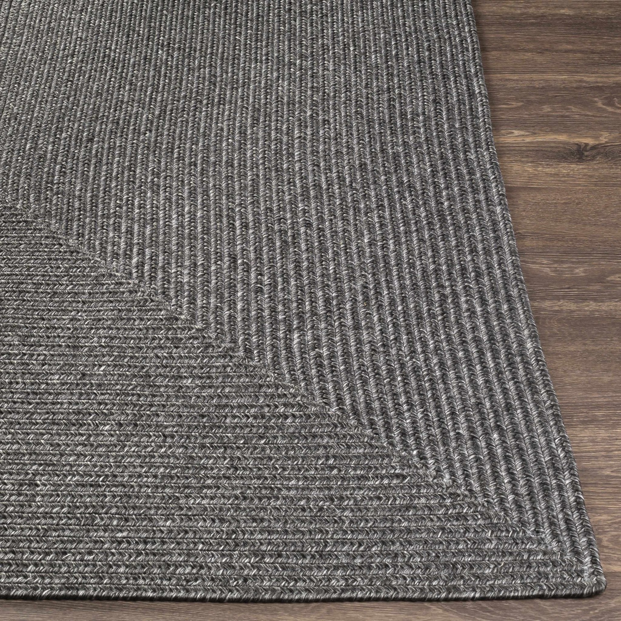 Charcoal Chevron Design Jute Braided Outdoor safe area Rug - Image 8