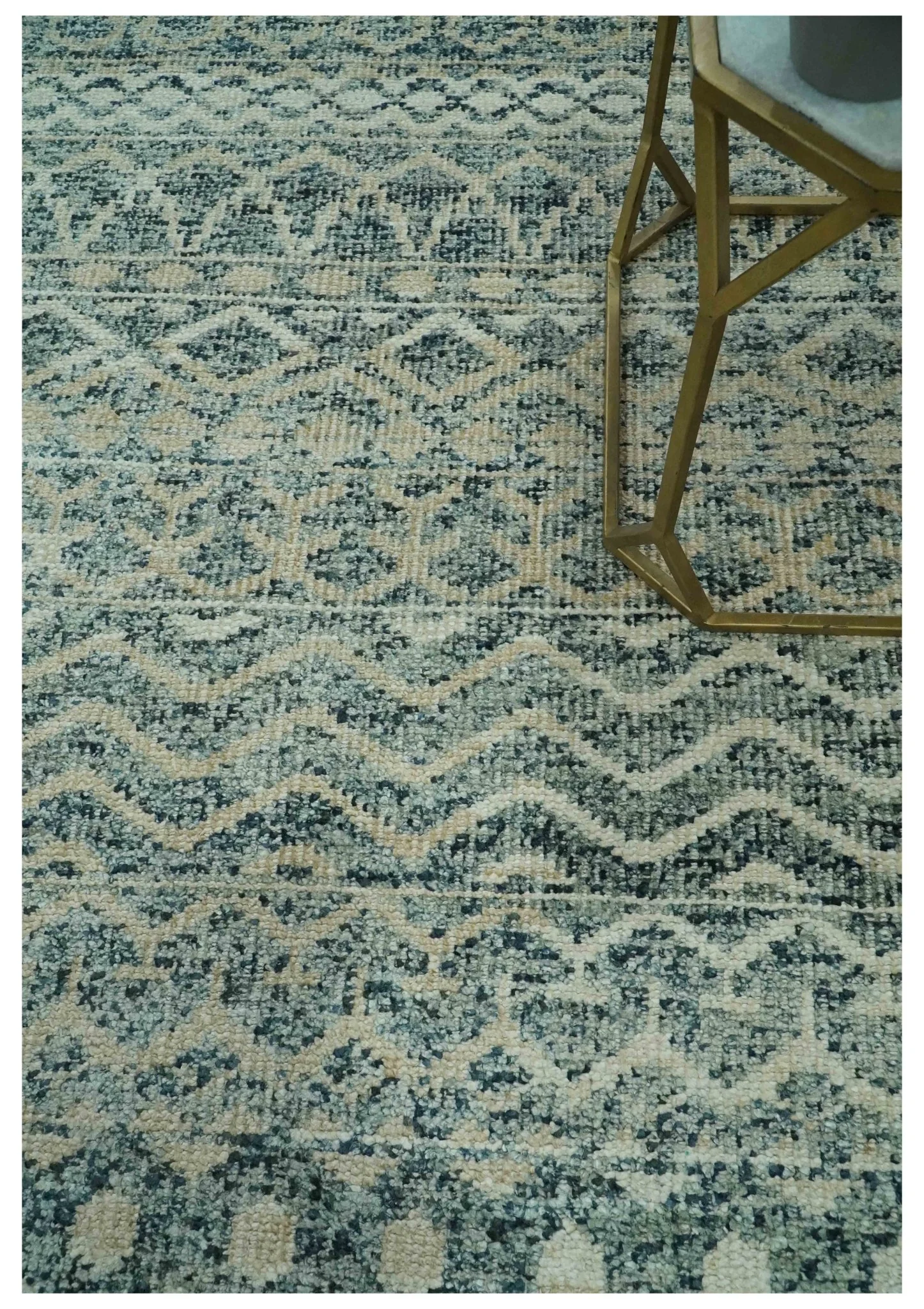 Charcoal, Gray and Beige 5x7 Hand Knotted Southwestern Tribal Trellis wool Rug - Image 2