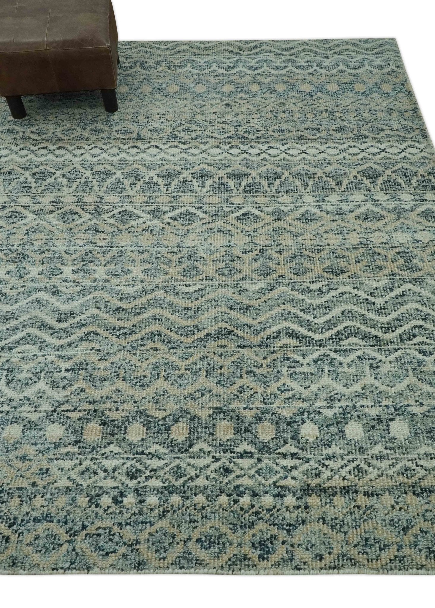 Charcoal, Gray and Beige 5x7 Hand Knotted Southwestern Tribal Trellis wool Rug - Image 3
