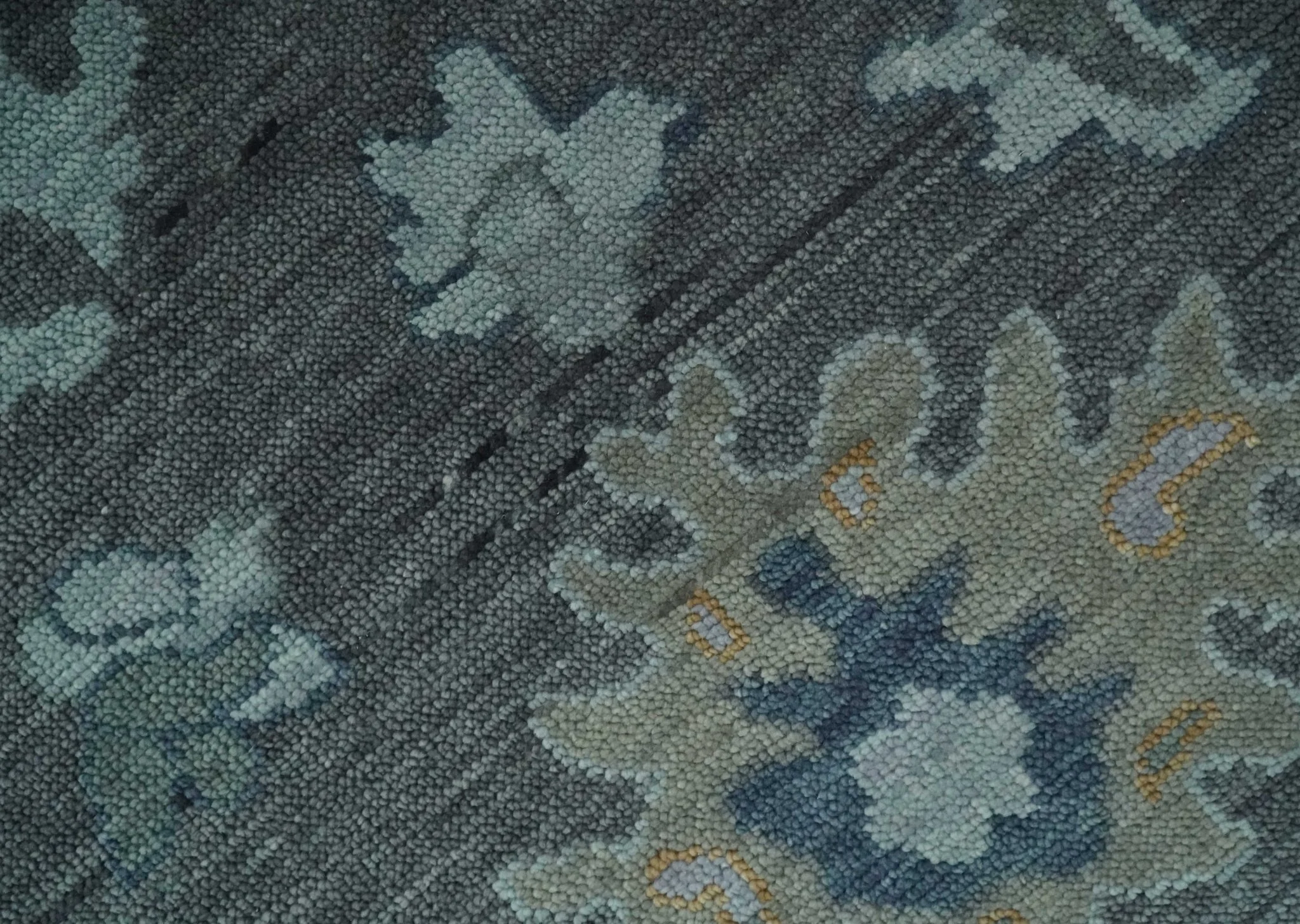 Custom Made Charcoal, Gray and Silver Antique look Traditional Oushak wool Area Rug - Image 4