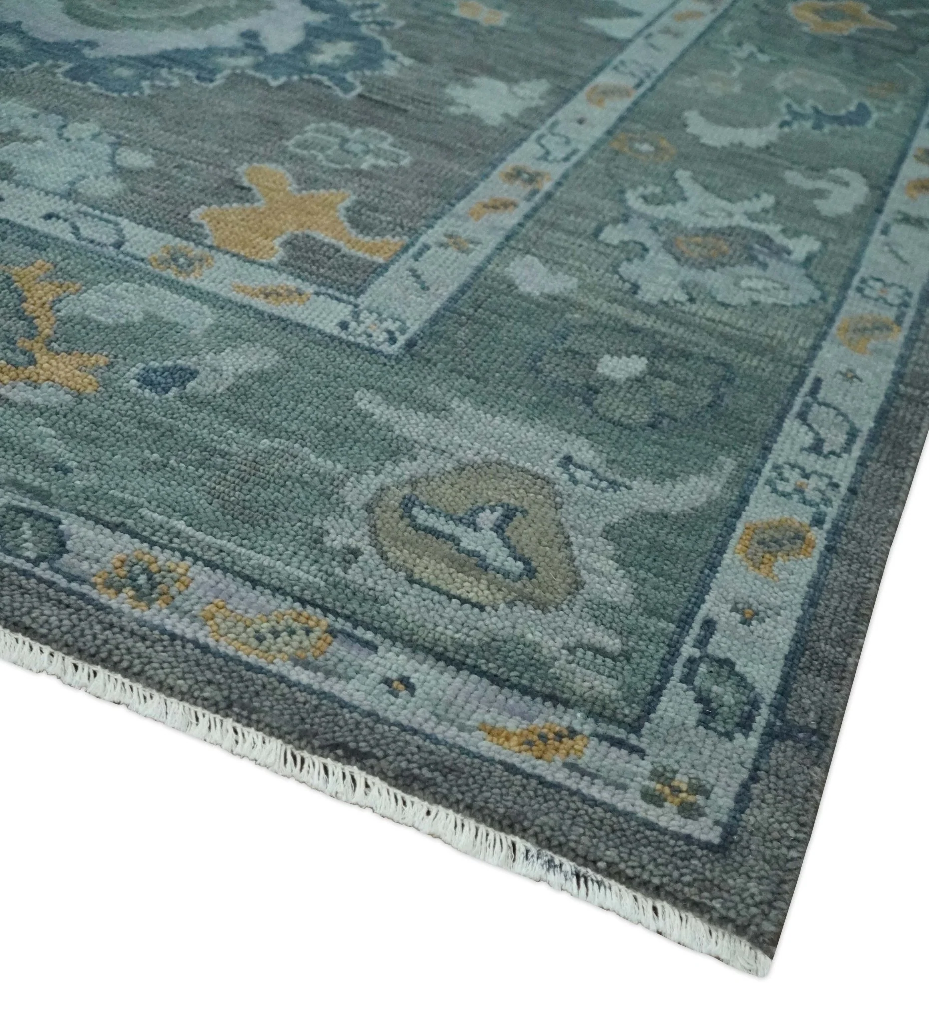 Custom Made Charcoal, Gray and Silver Antique look Traditional Oushak wool Area Rug - Image 5