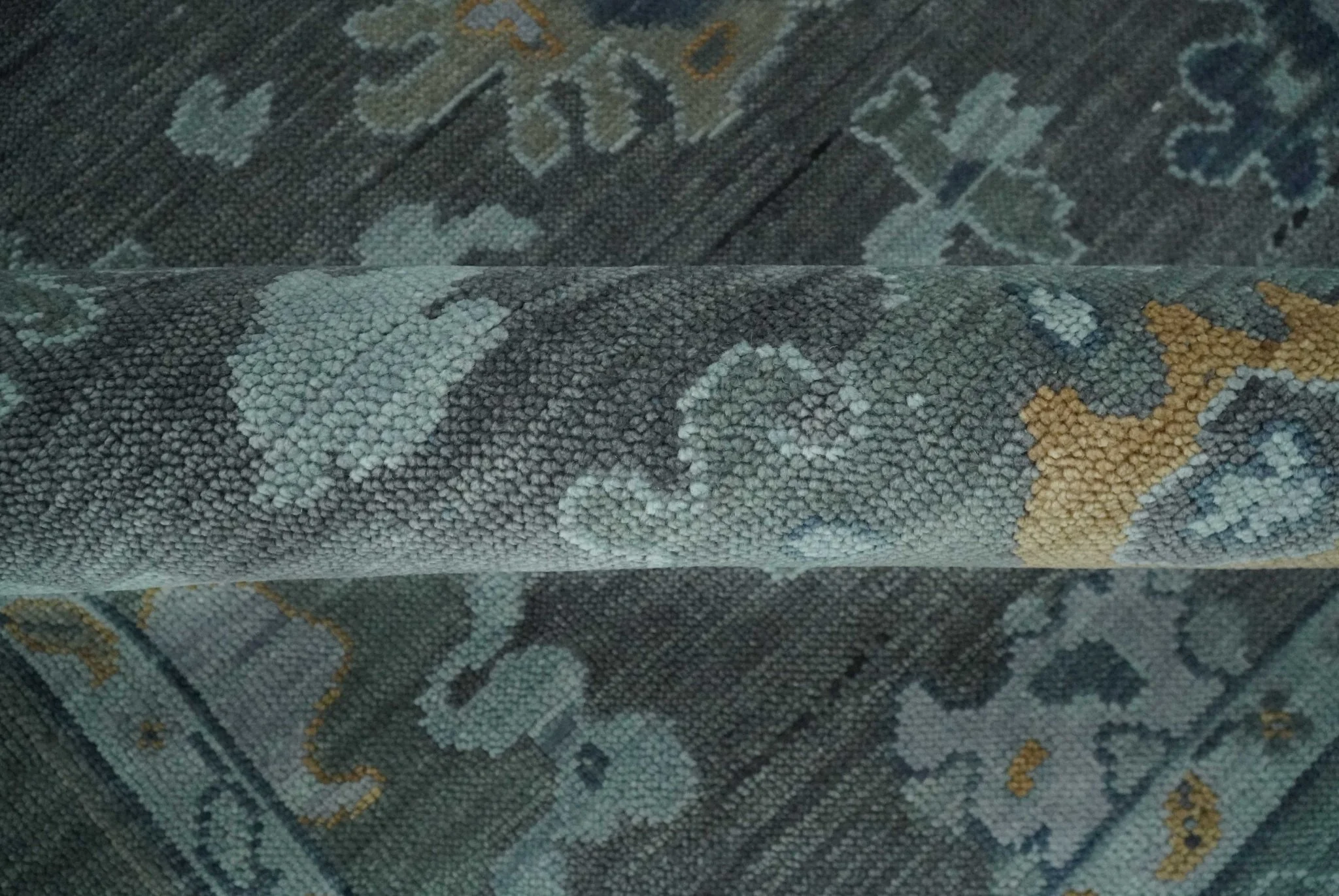 Custom Made Charcoal, Gray and Silver Antique look Traditional Oushak wool Area Rug - Image 6
