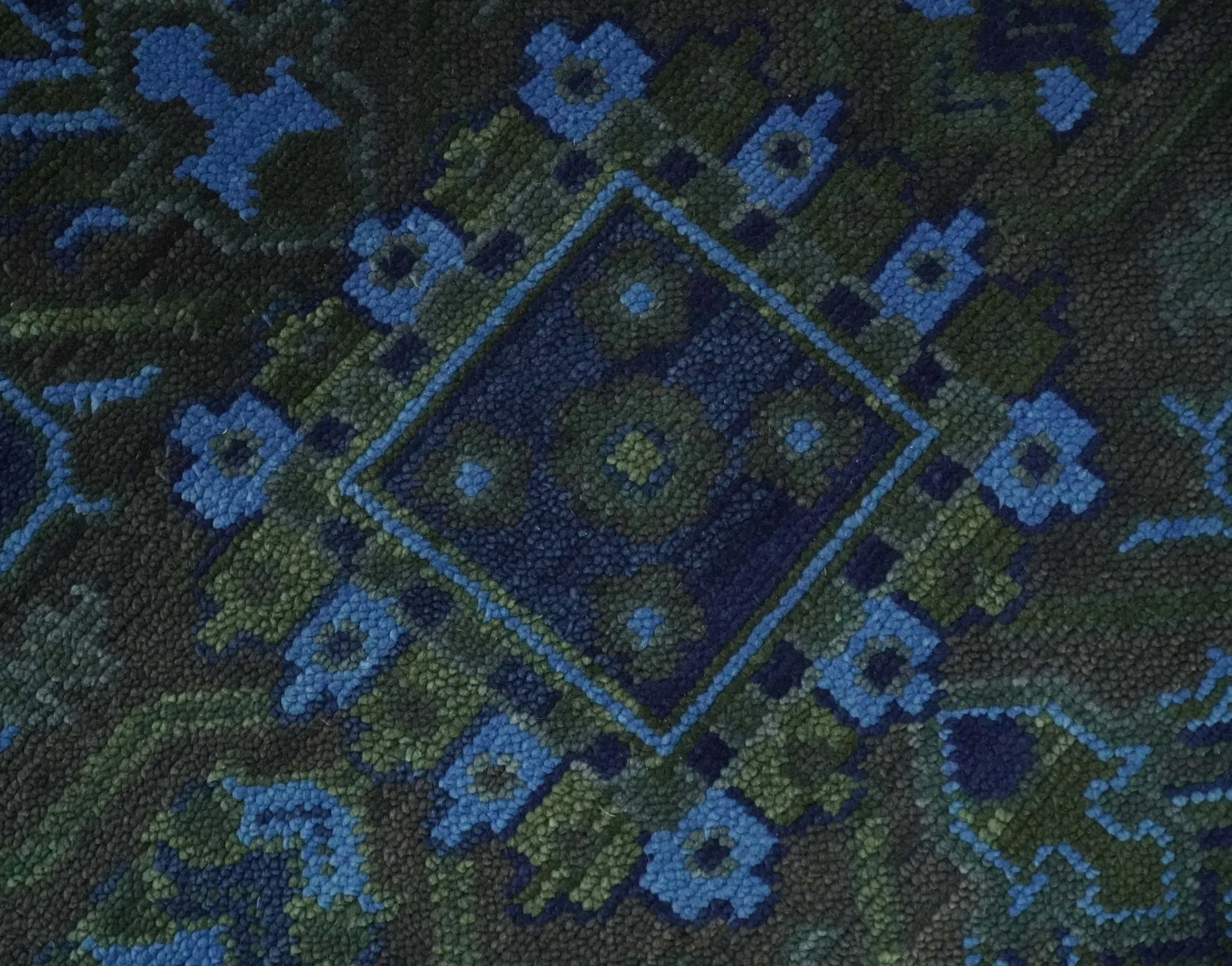Charcoal, Gray, Green and Blue Neon look Traditional Heriz Medallion Multi Size wool Area Rug - Image 5