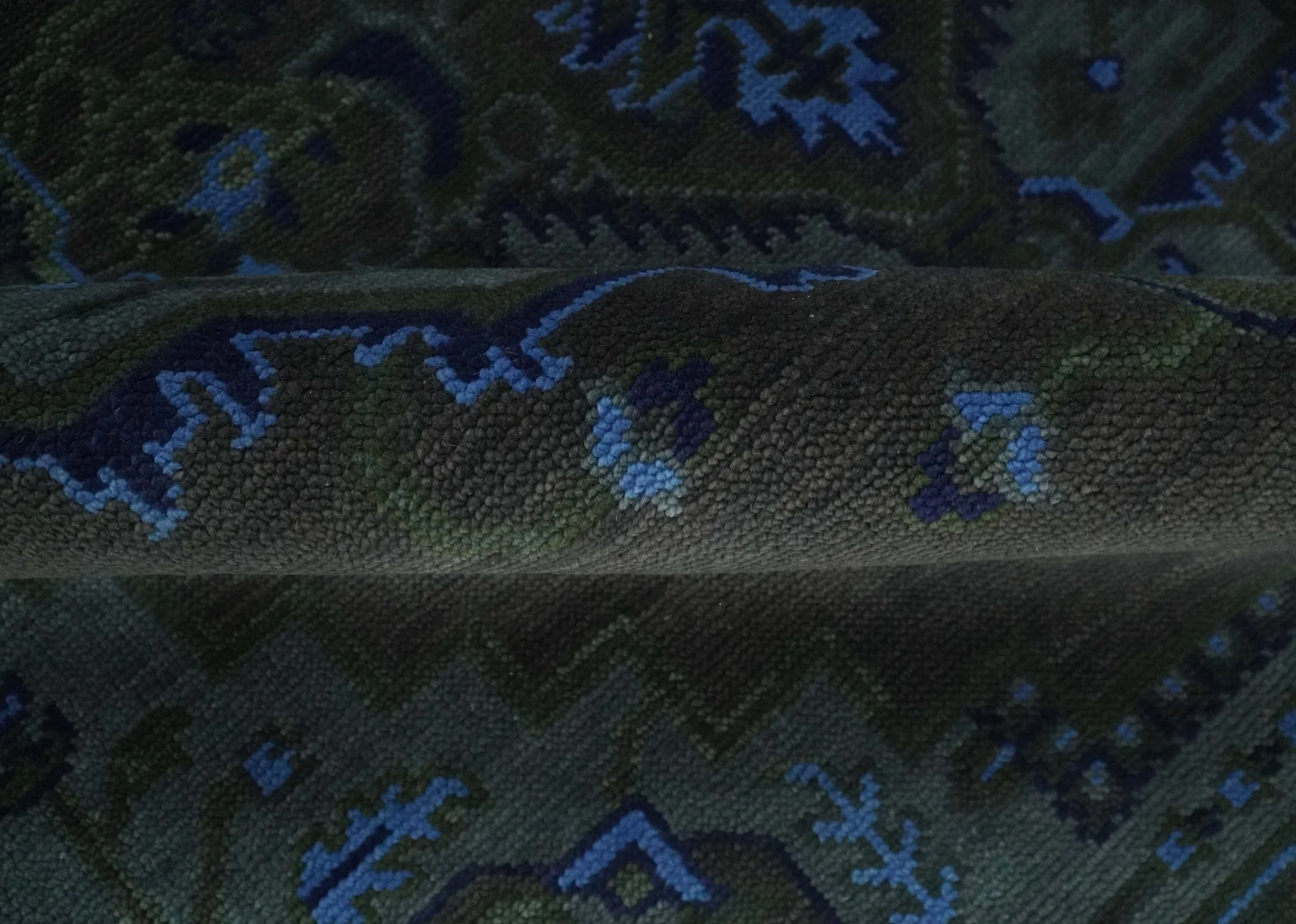 Charcoal, Gray, Green and Blue Neon look Traditional Heriz Medallion Multi Size wool Area Rug - Image 6