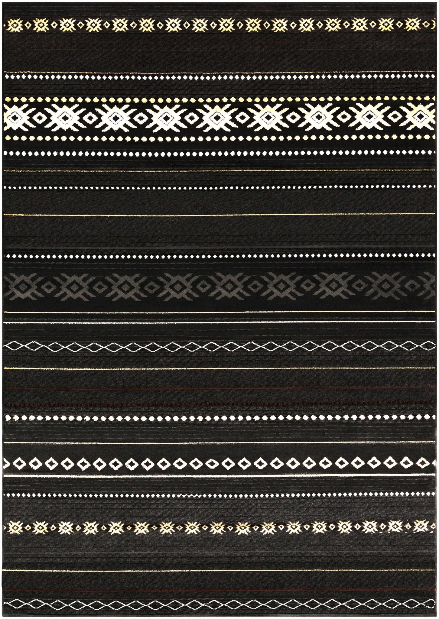 Tribal look Charcoal, Gray, Ivory and Tan Southwestern Stripes design Multi size Rug - Image 7