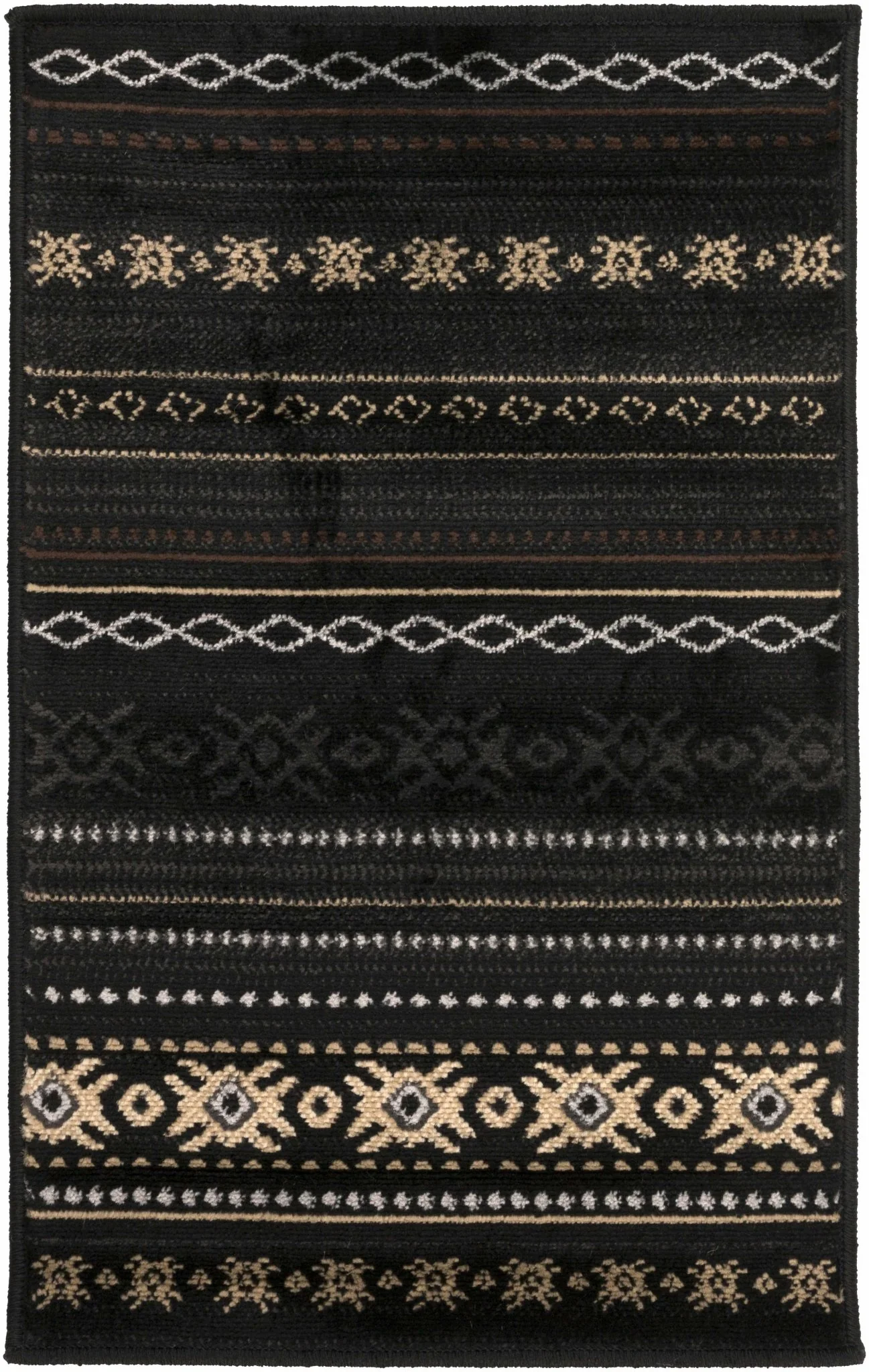 Tribal look Charcoal, Gray, Ivory and Tan Southwestern Stripes design Multi size Rug - Image 8