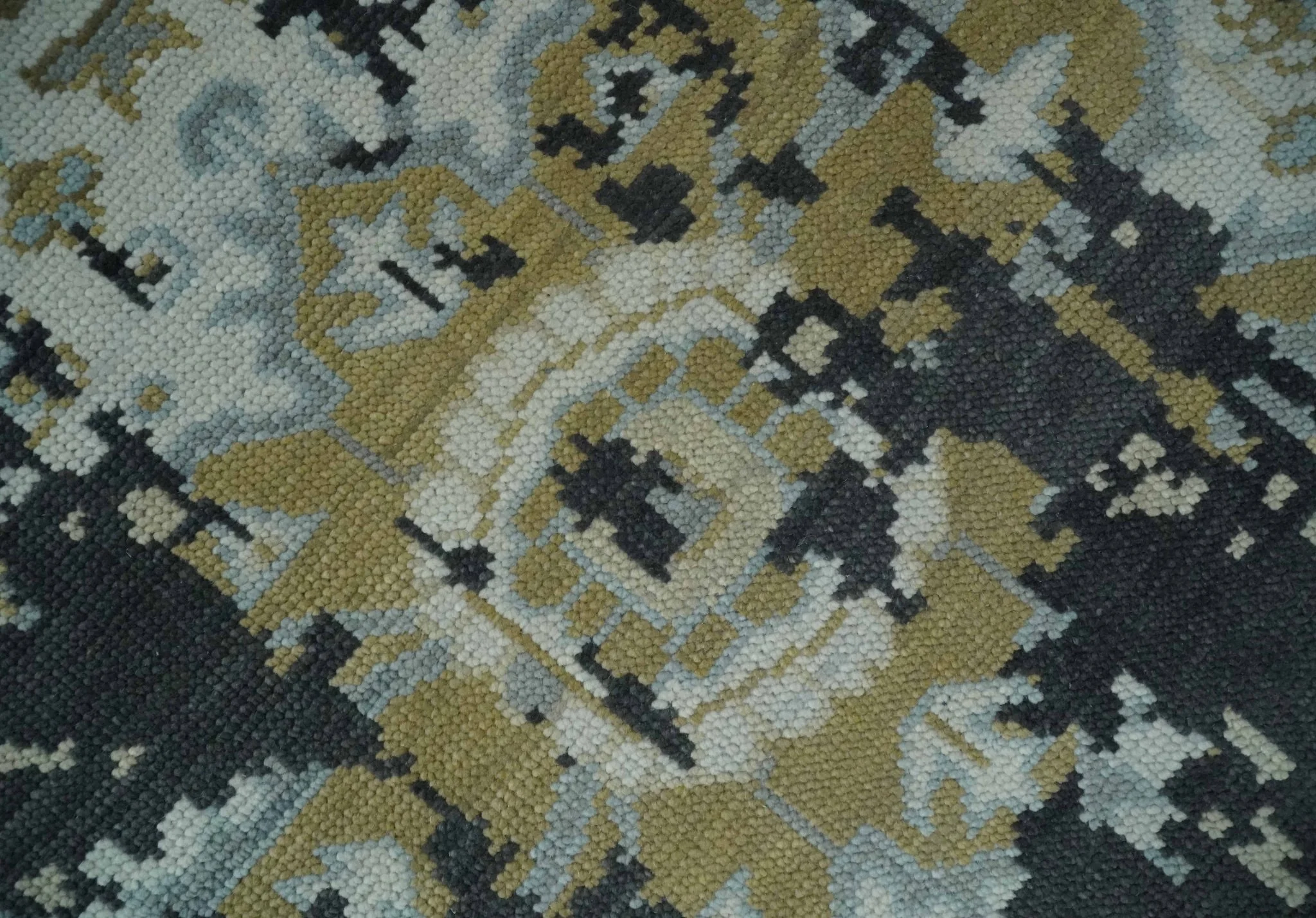 Custom Made Charcoal, Ivory and Beige Transitional Hand knotted wool Area Rug - Image 4