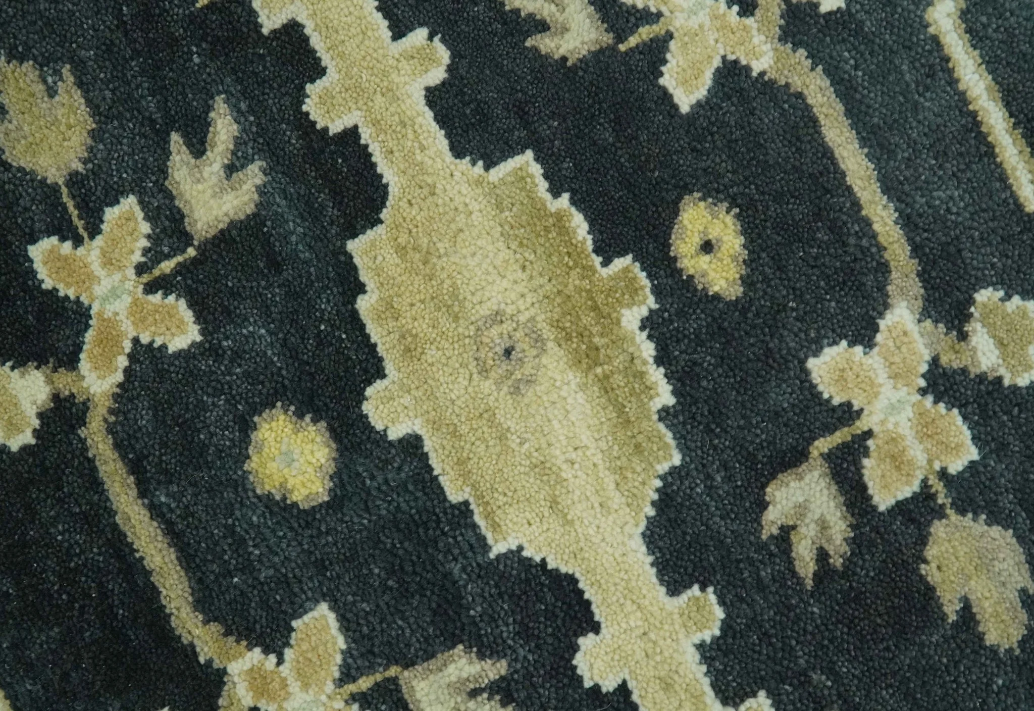 Hand Knotted Charcoal, Ivory and Olive Oriental Oushak 8x10 Wool Area Rug - Image 5