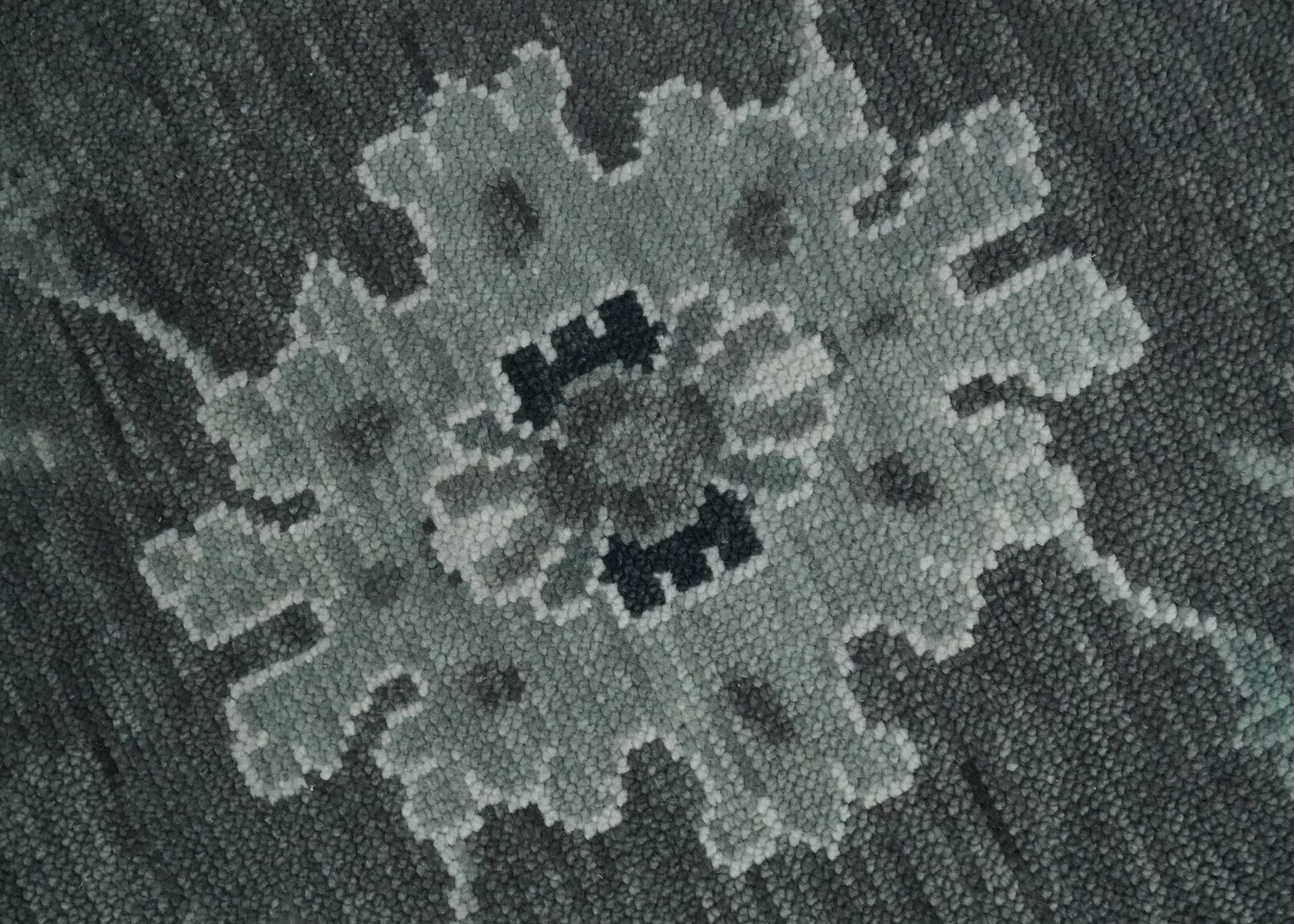 Antique look Charcoal, Ivory and Silver Hand knotted Traditional Oushak Custom Made wool Area Rug - Image 4
