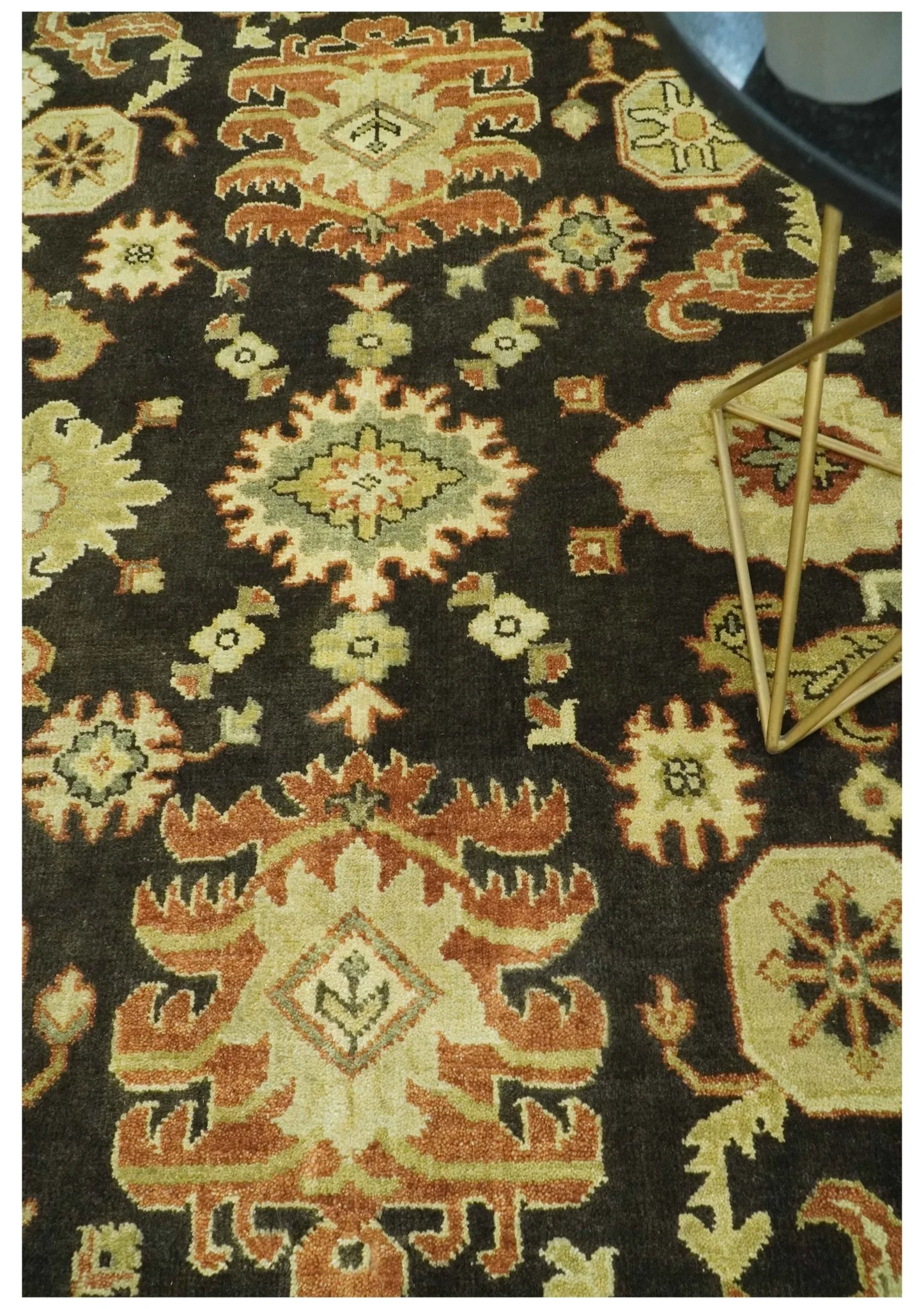 Charcoal, Olive and Rust Hand Knotted 8x10 Traditional Style Oushak Wool Area Rug - Image 2