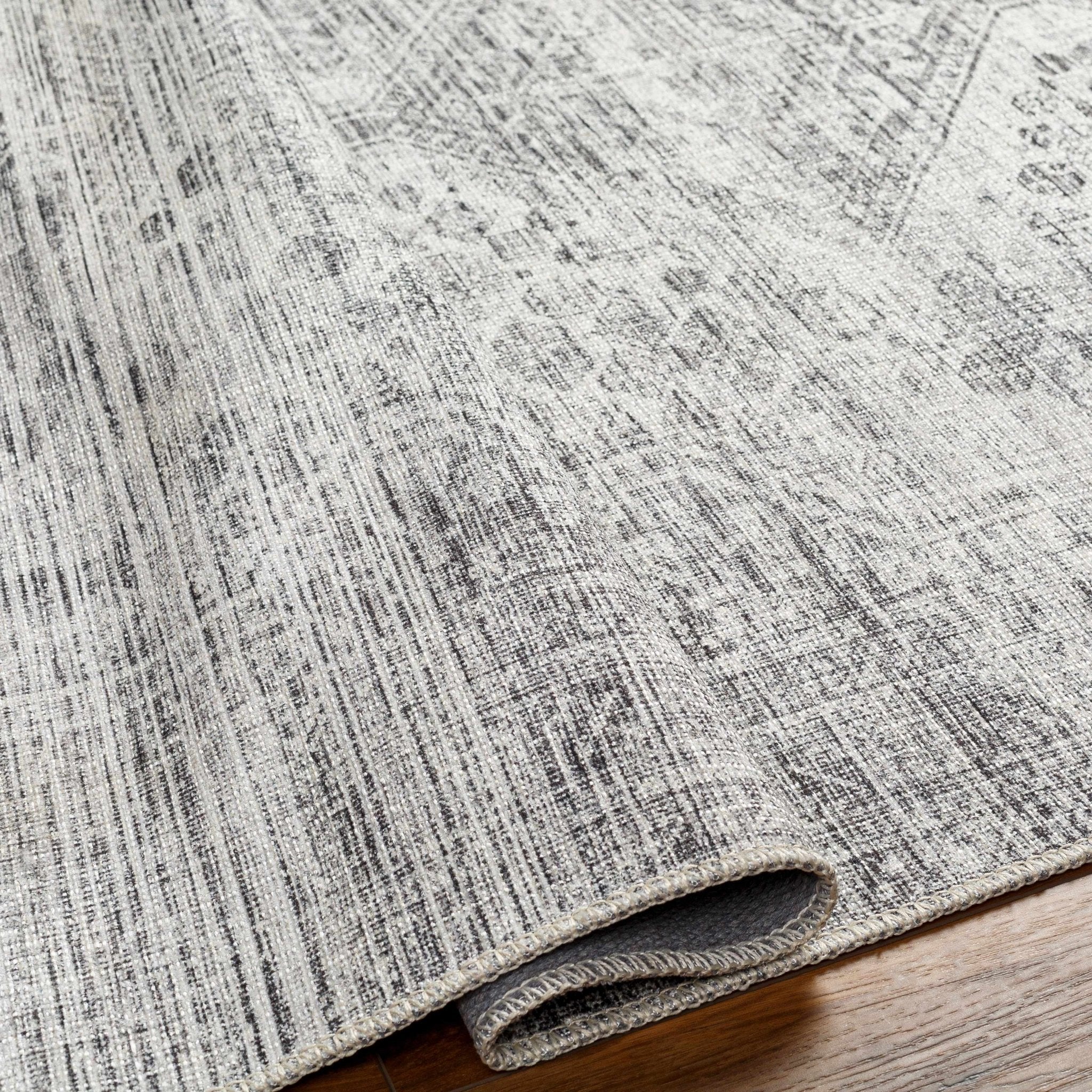 Charcoal, Silver and Ivory Transitional Washable Area Rug - Image 10
