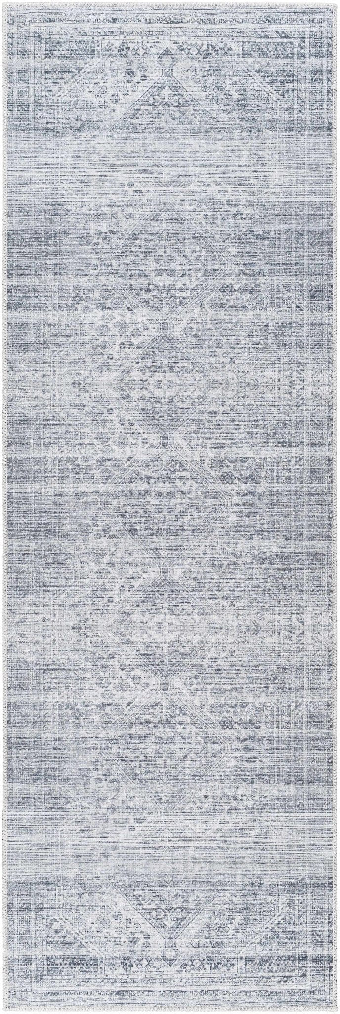 Charcoal, Silver and Ivory Transitional Washable Area Rug - Image 13