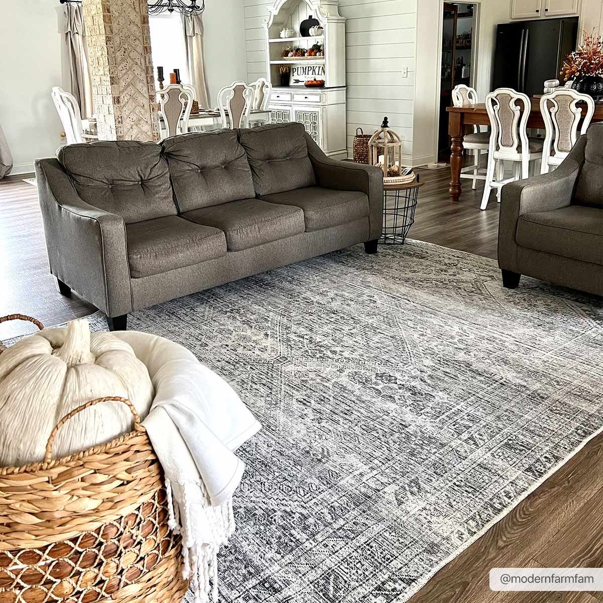 Charcoal, Silver and Ivory Transitional Washable Area Rug - Image 2