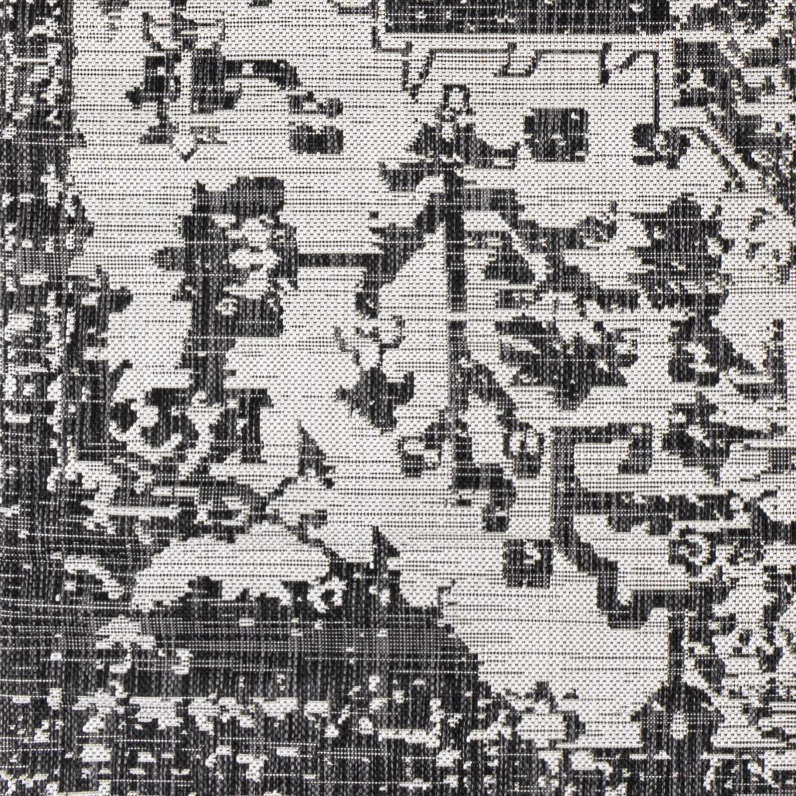 Traditional Heriz Medallion Design Charcoal and Silver Indoor and Outdoor Area Rug - Image 10