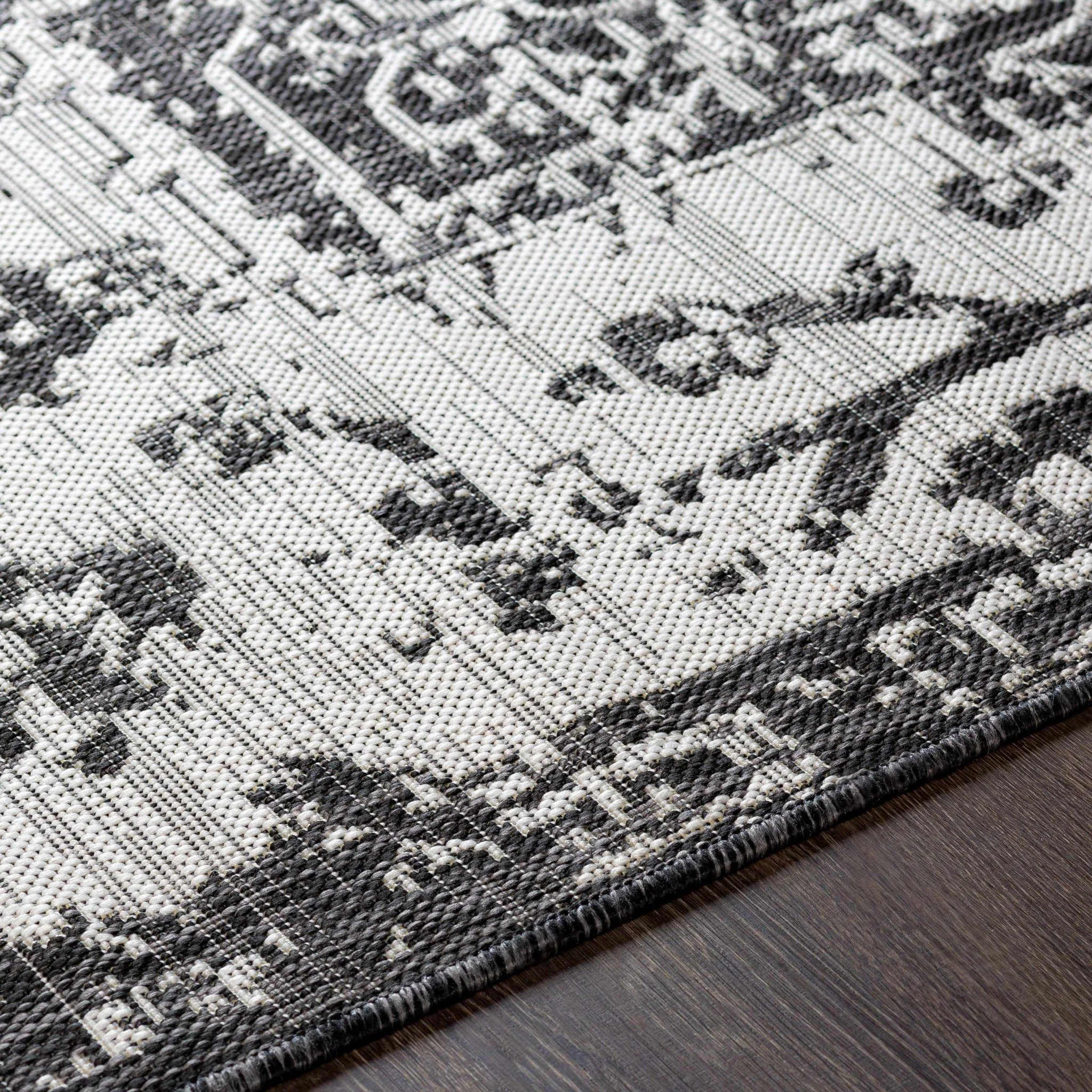 Traditional Heriz Medallion Design Charcoal and Silver Indoor and Outdoor Area Rug - Image 11