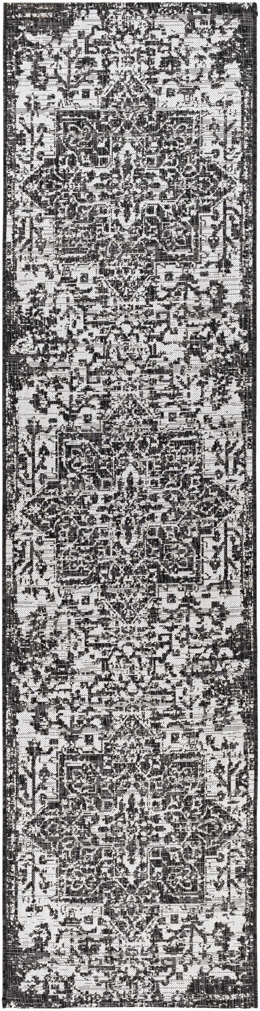 Traditional Heriz Medallion Design Charcoal and Silver Indoor and Outdoor Area Rug - Image 12