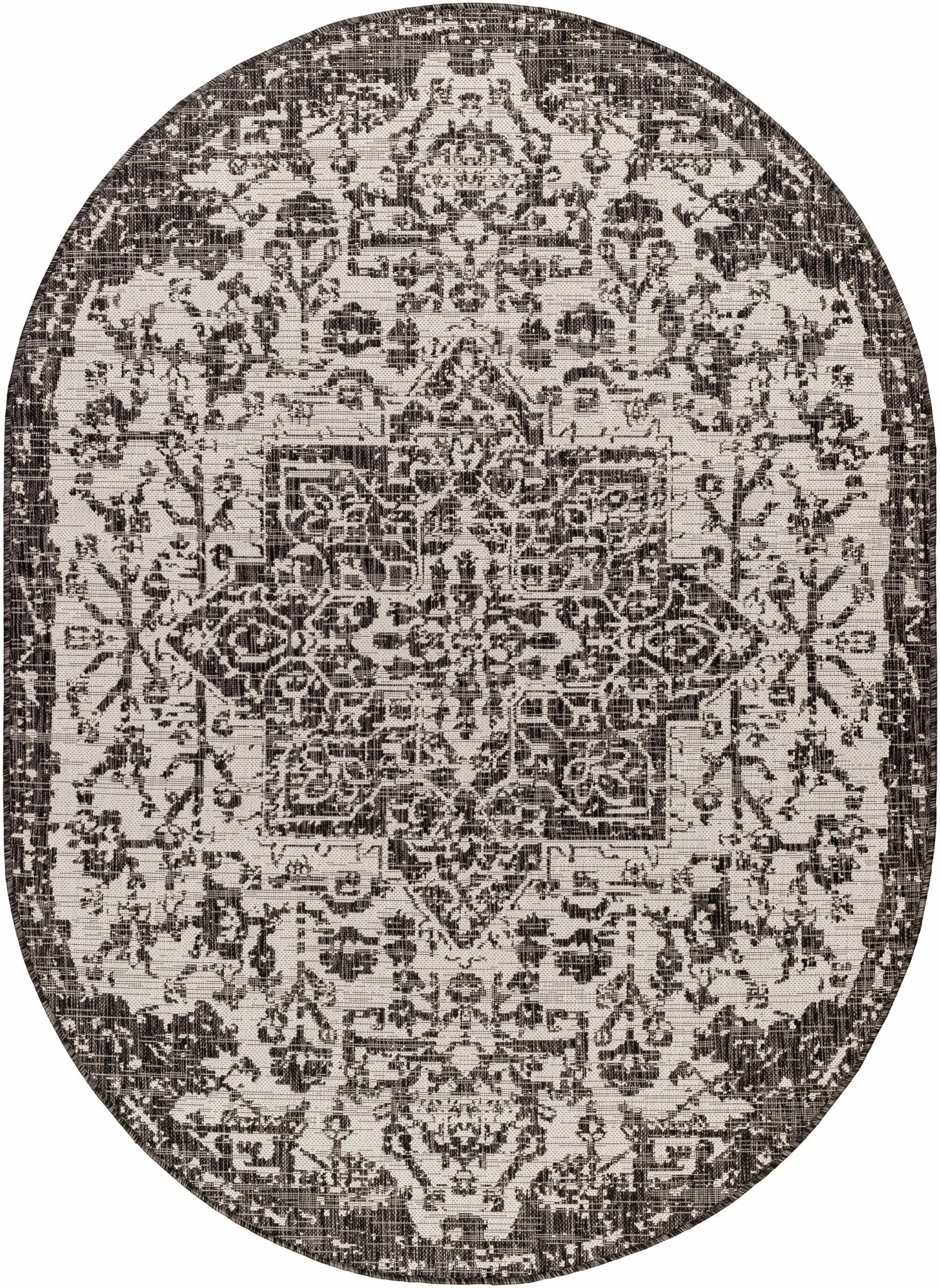 Traditional Heriz Medallion Design Charcoal and Silver Indoor and Outdoor Area Rug - Image 17