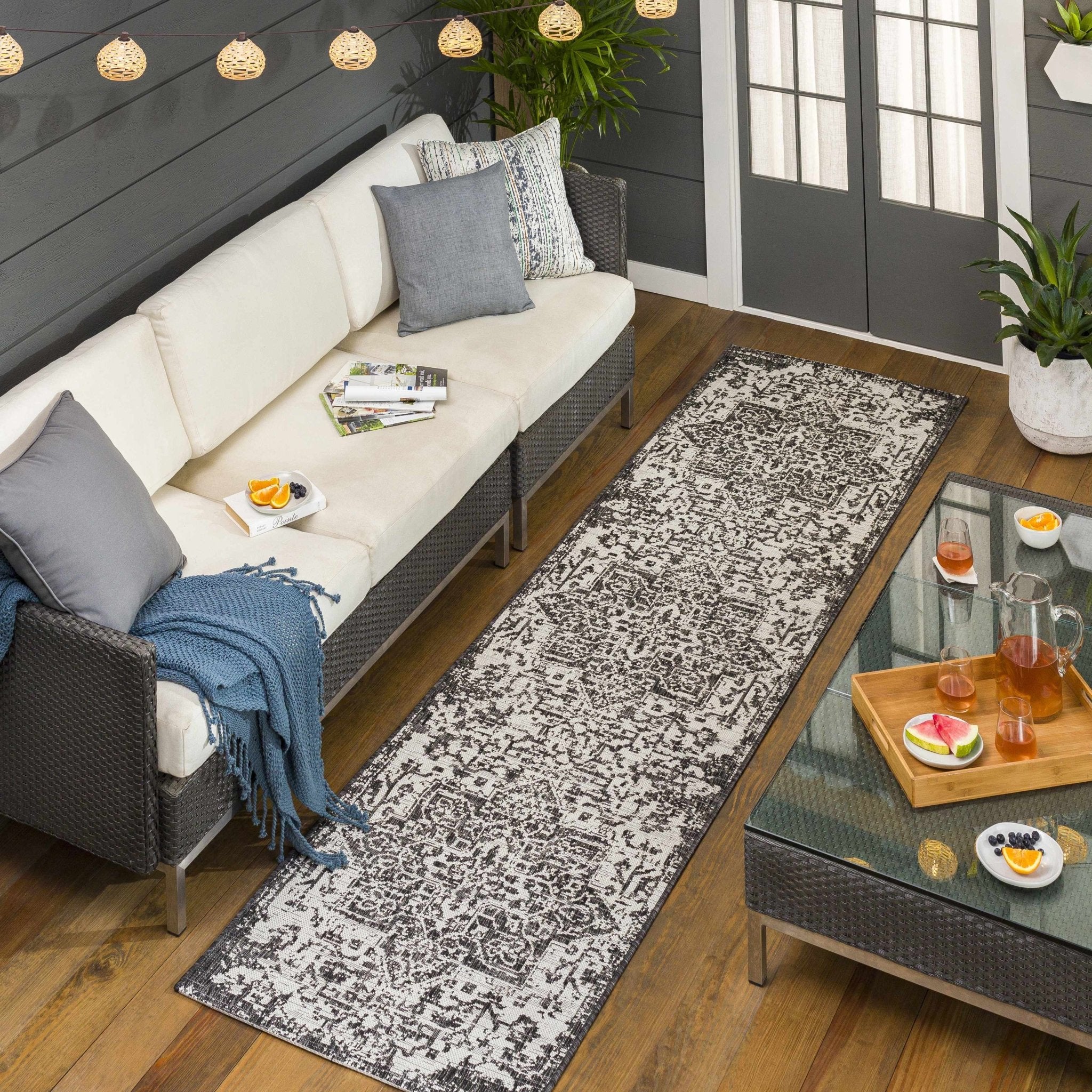 Traditional Heriz Medallion Design Charcoal and Silver Indoor and Outdoor Area Rug - Image 19