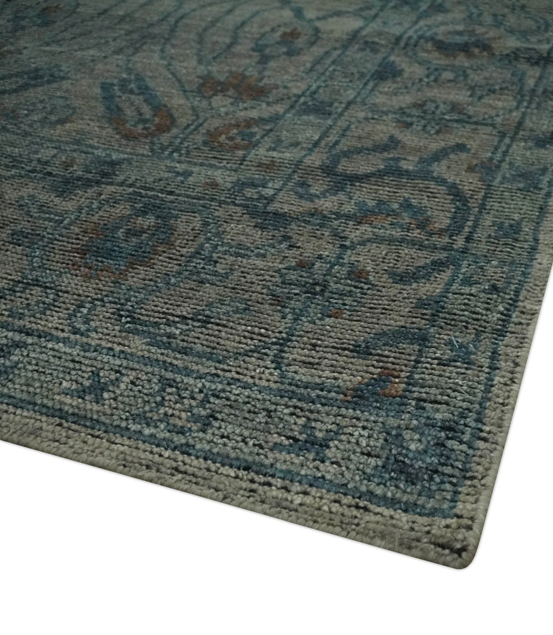 Antique look Gray, Taupe and Gray 8x10 Traditional Design wool Rug - Image 5