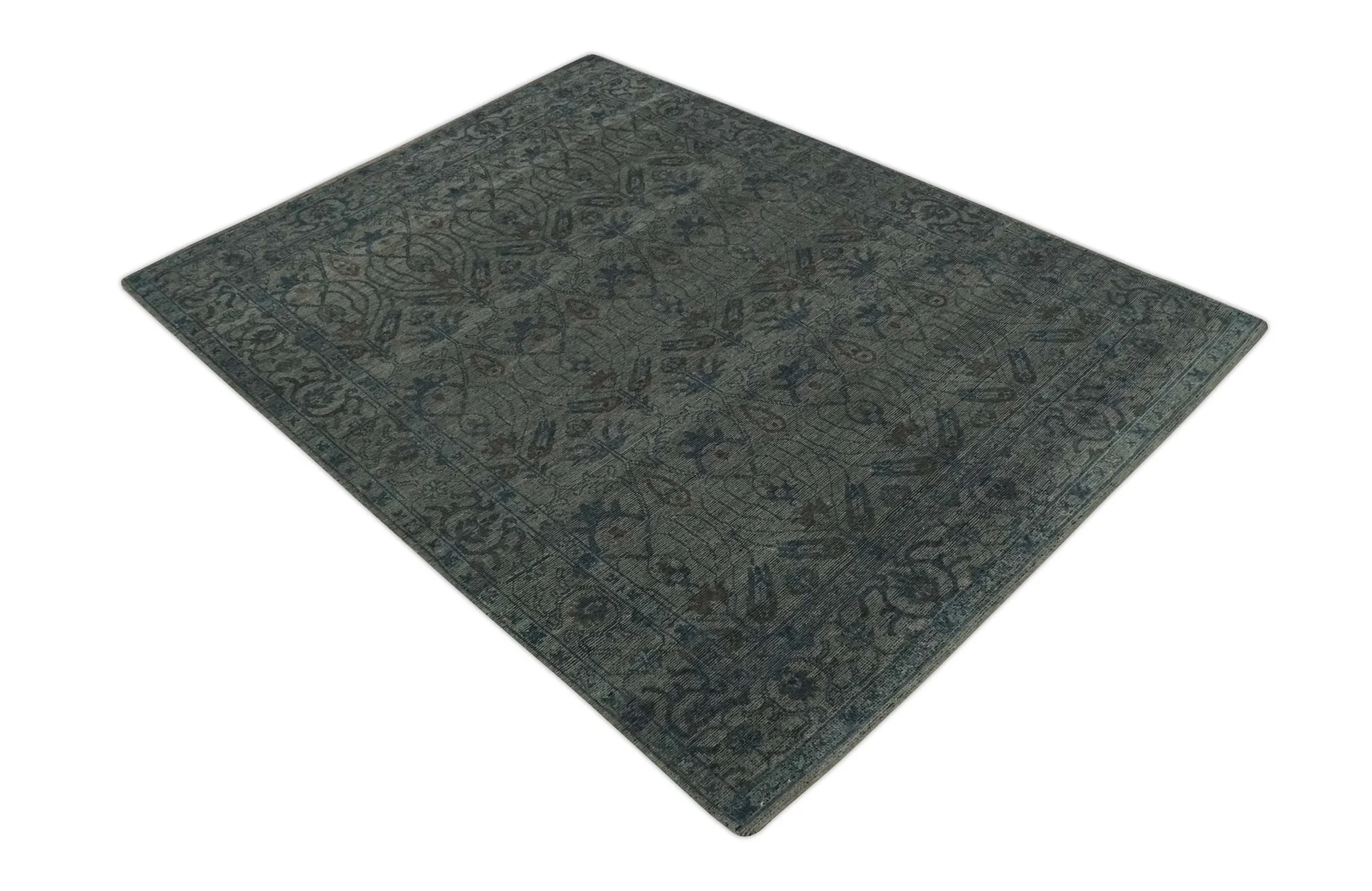 Antique look Gray, Taupe and Gray 8x10 Traditional Design wool Rug - Image 9