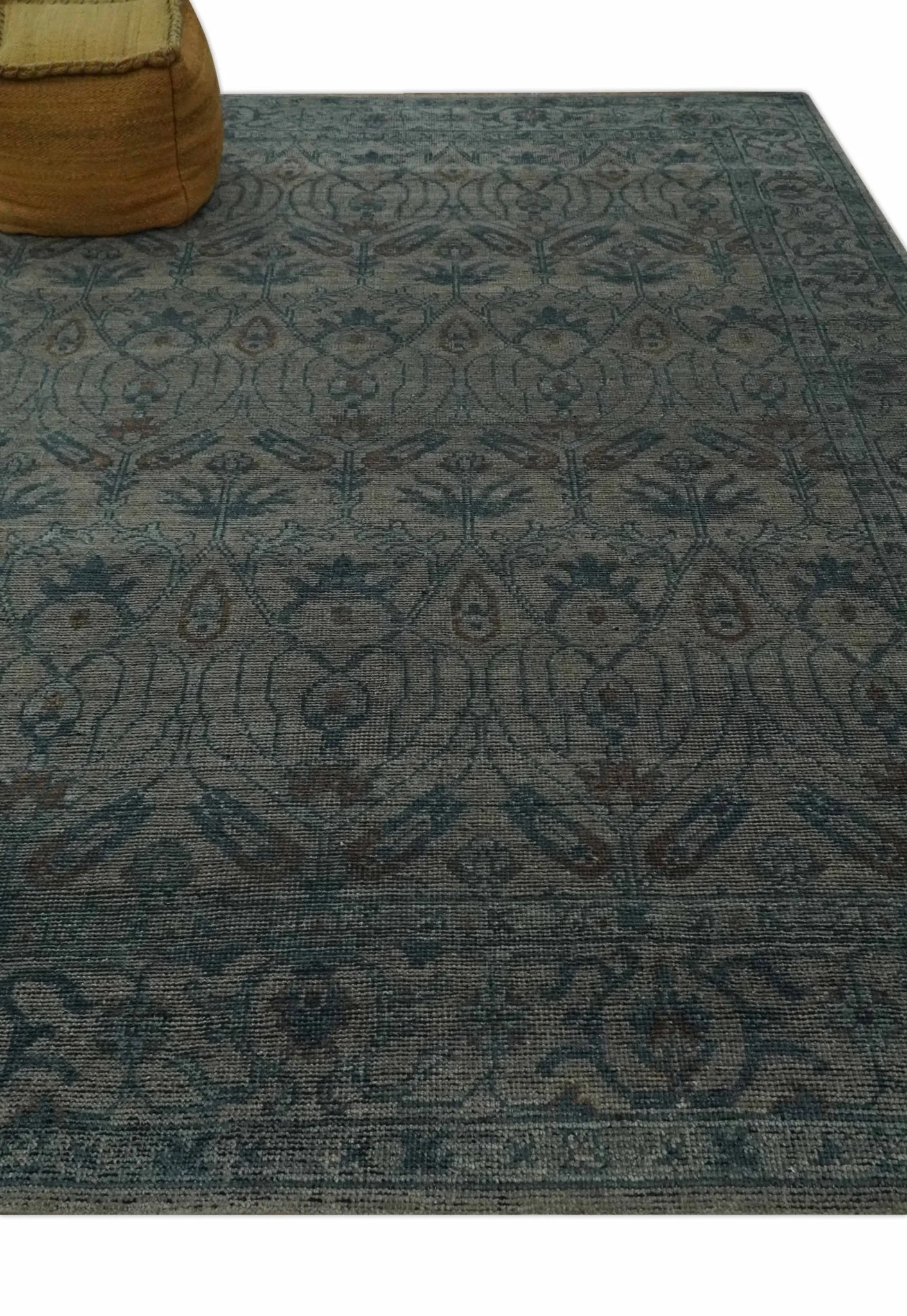 Custom Made Antique Style Gray, Taupe and Gray Traditional Design wool Rug - Image 3