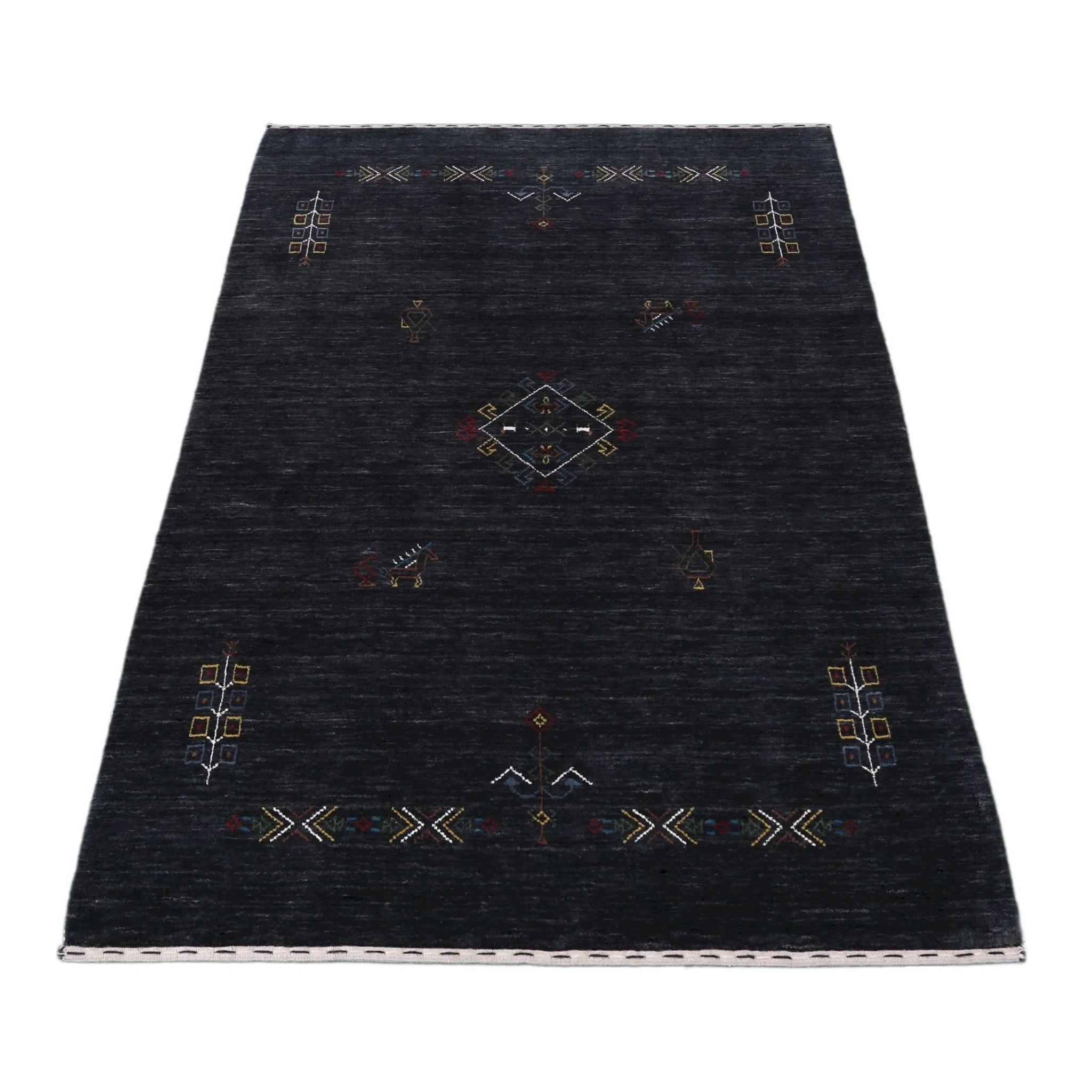 Charcoal Tribal Center Medallion Hand Loomed Wool Area Rug - Image 11