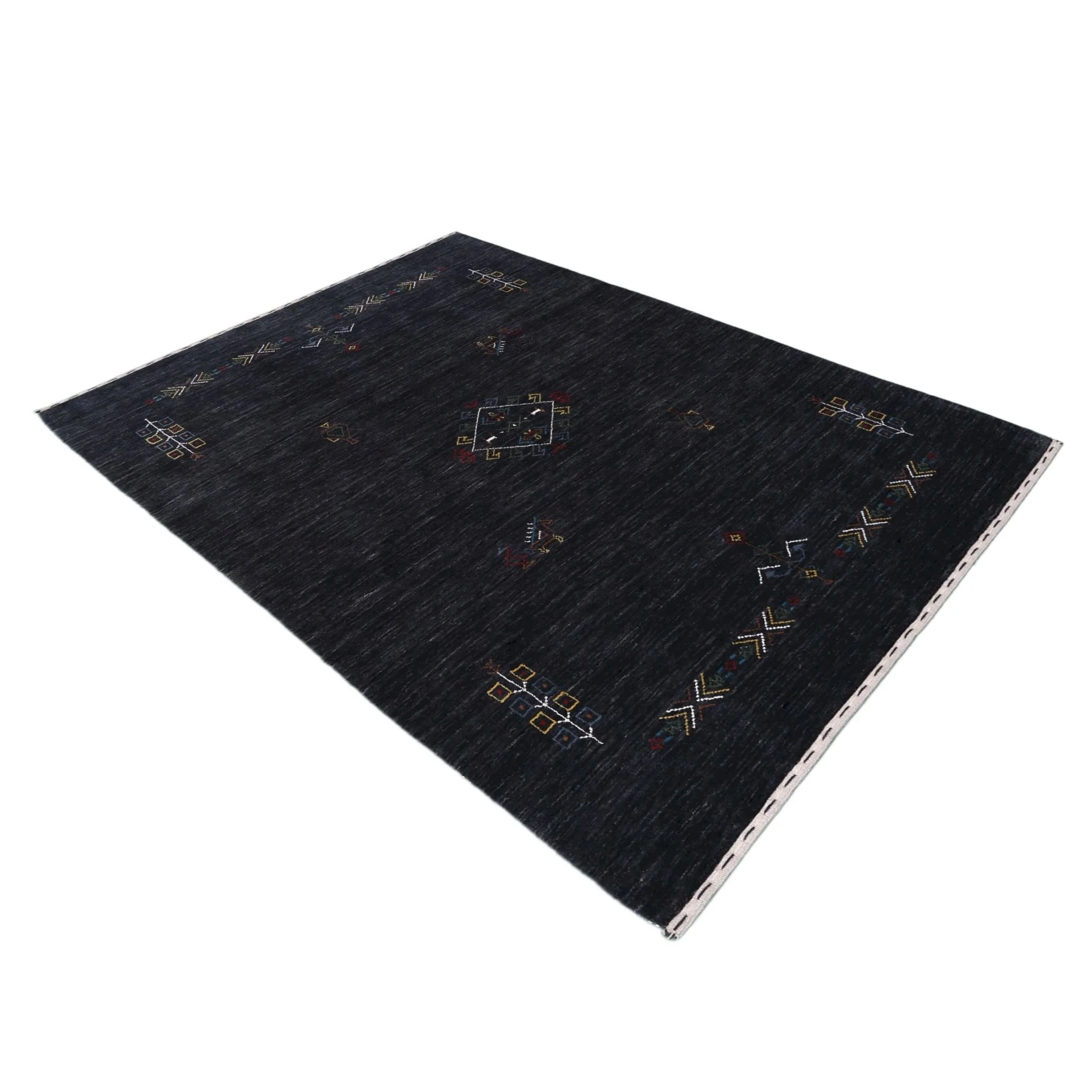 Charcoal Tribal Center Medallion Hand Loomed Wool Area Rug - Image 12